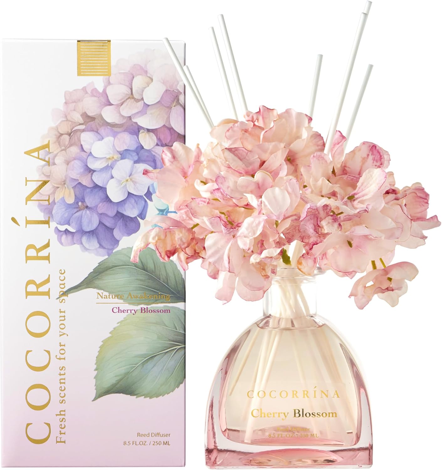 COCORRINA Cherry Blossom Reed Diffuser Set 85 Oz 8 Sticks