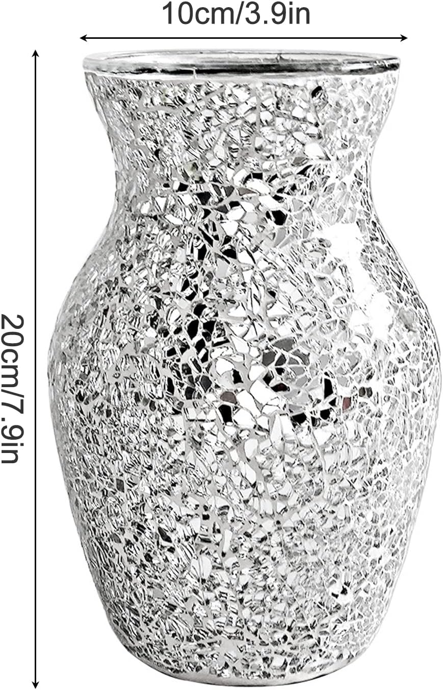 Stunning Handmade Mosaic Crackle Glass Vase