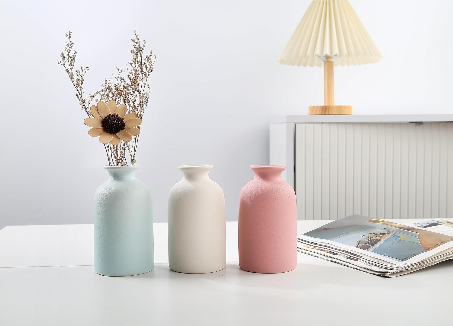 Blue Small Ceramic Vase for Home Decor and Centerpieces