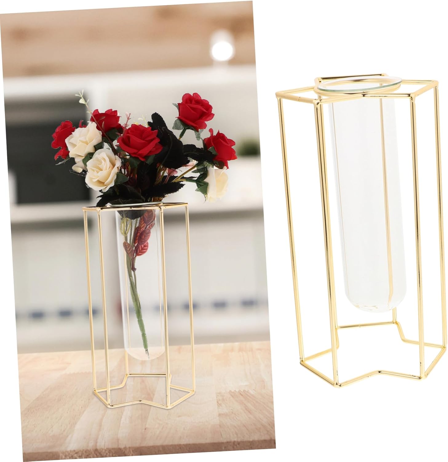 Minimalist Flower Vase with Iron Stand for Home and Office