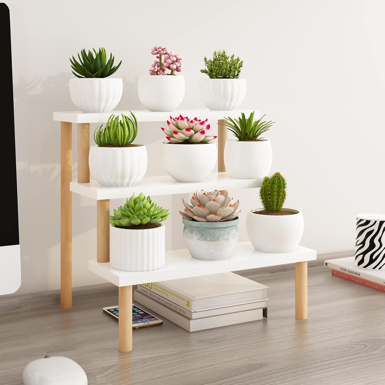 Tovacu 3 Tier Windowsill Plant Stand Shelf White