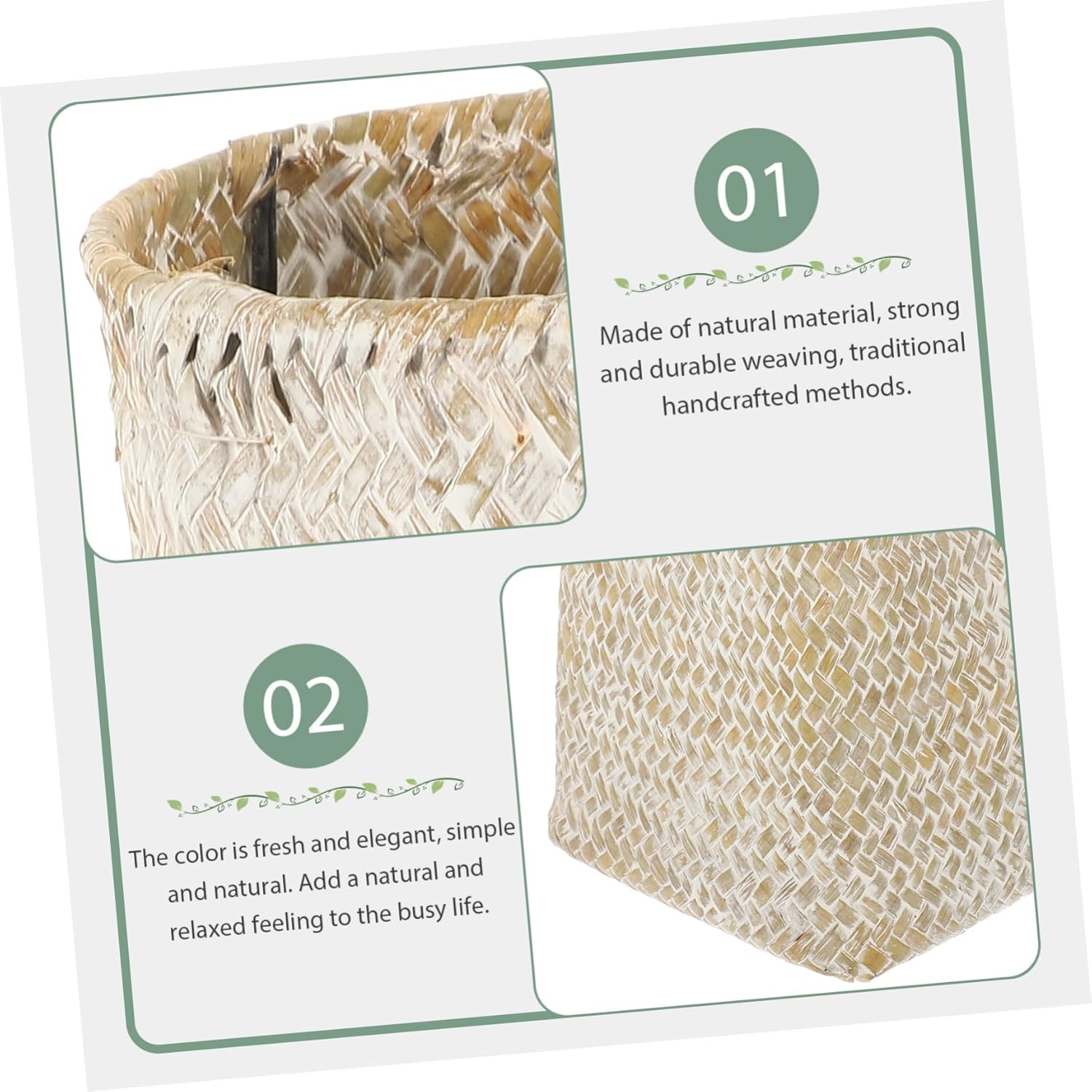 Seagrass Woven Flower Vase for Home Office Decor