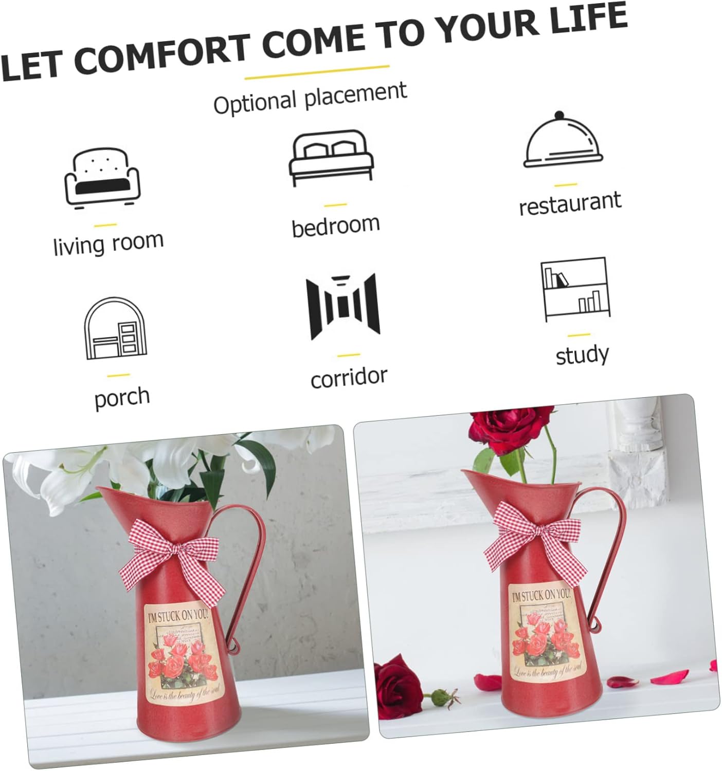 POPETPOP Iron Flower Vase Rustic Decor Bucket