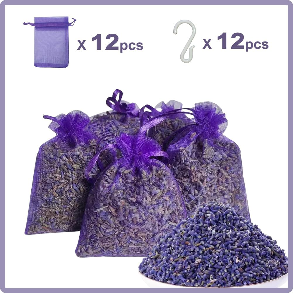 Dried French Lavender Sachets for Home Closets Pack of 12