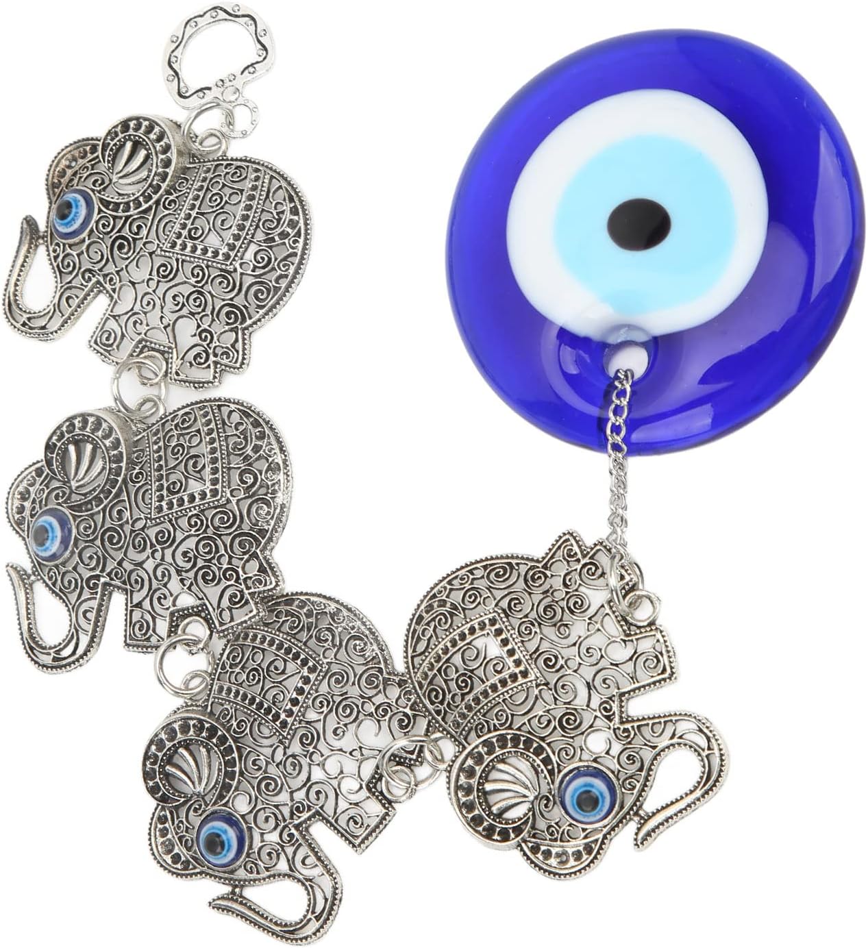 Blue Eye Ornament 4 Skeleton Alloy Elephants Wall Decoration