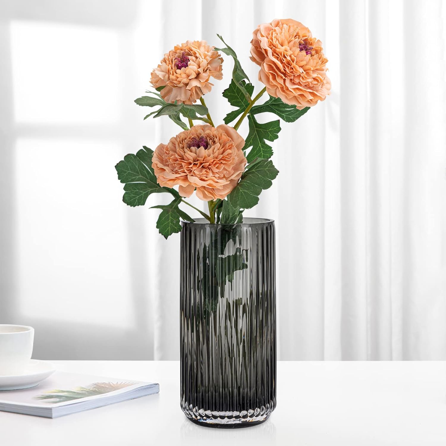 Vintage Striped Glass Flower Vase 95 Inch