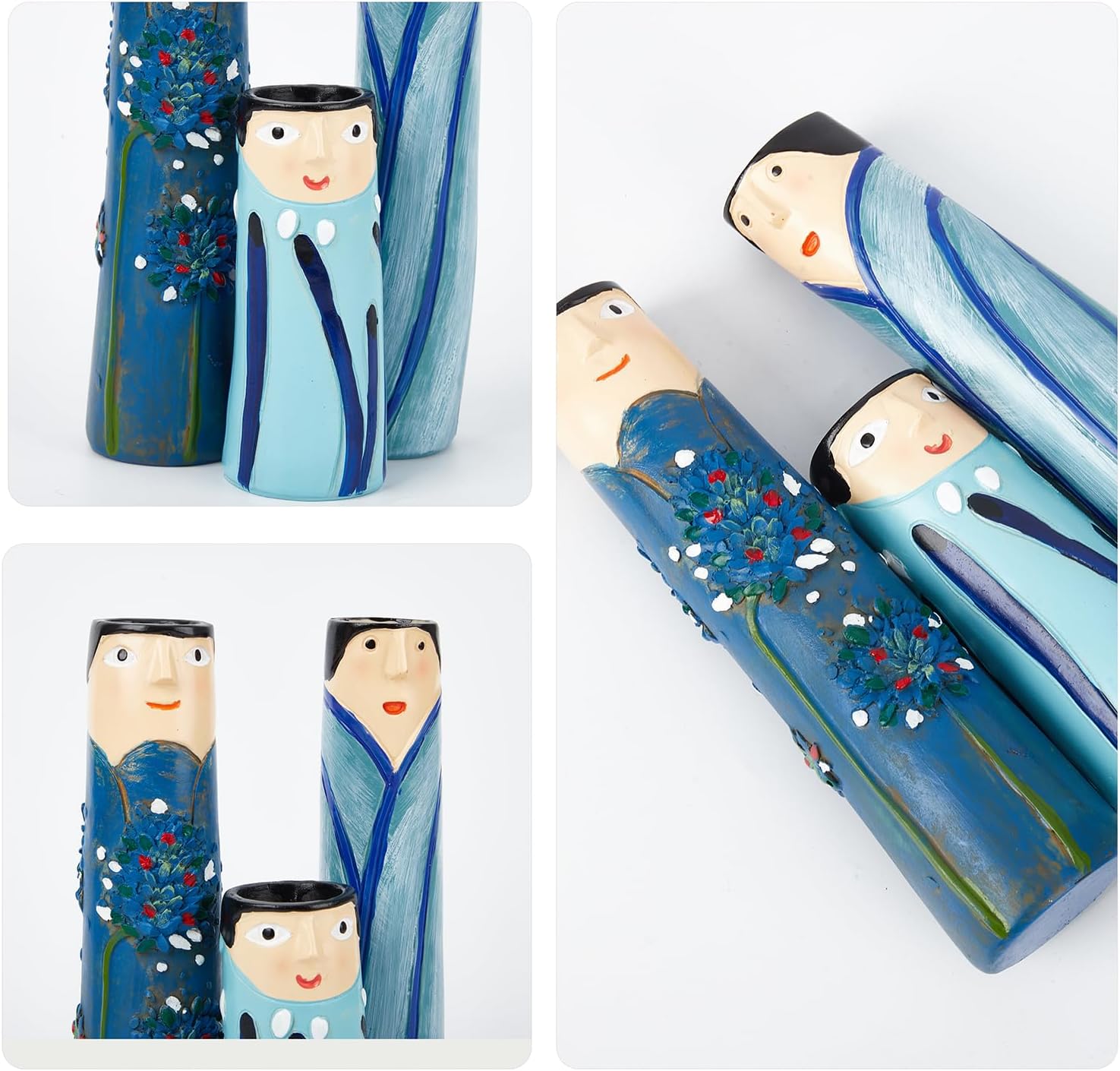 Face Family Vase Set of 3 Resin Dried Flower Decor