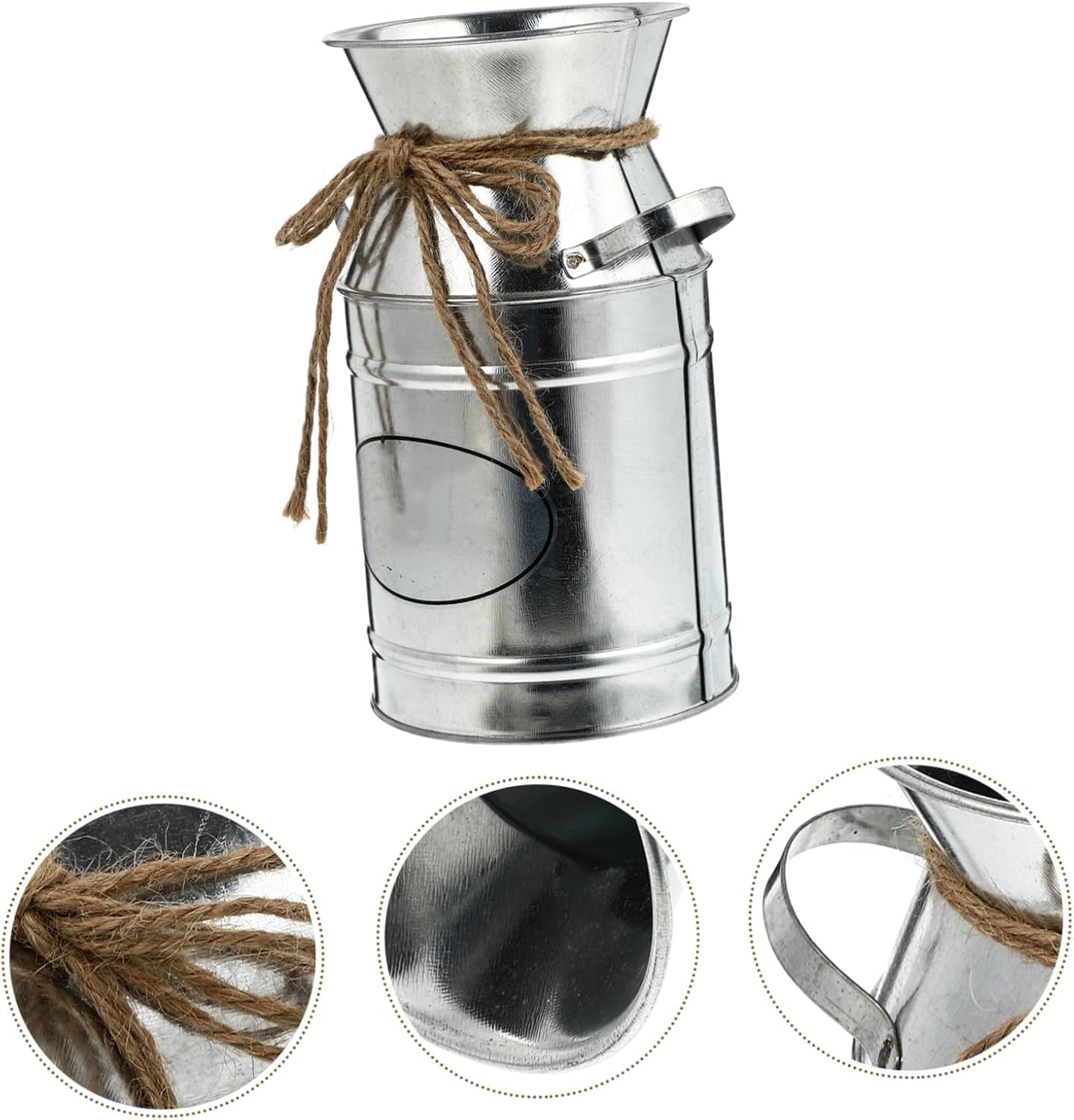 Vintage Rustic Metal Vase with Rope Design