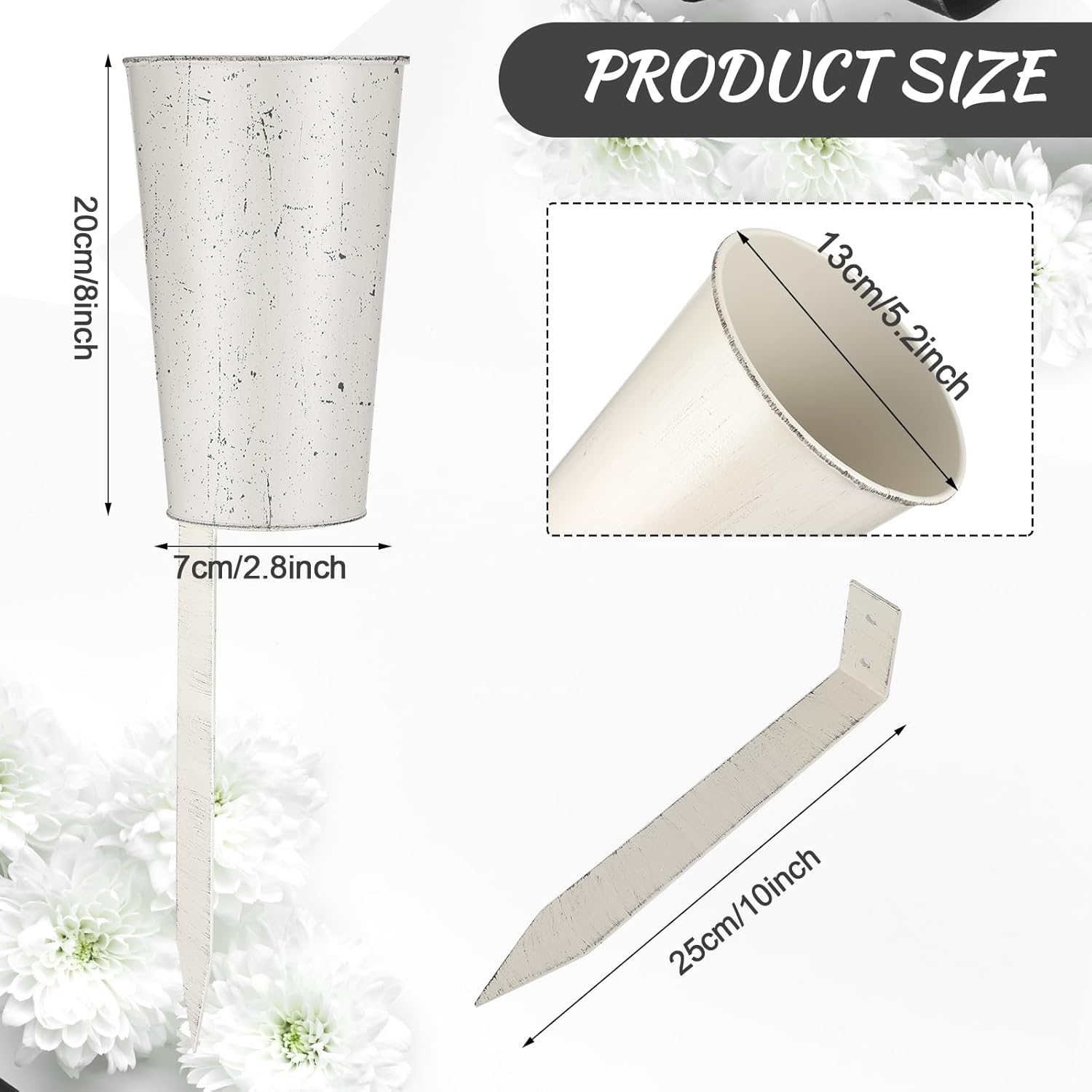 Uiifan 2 Pcs Metal Cemetery Vases with Stake