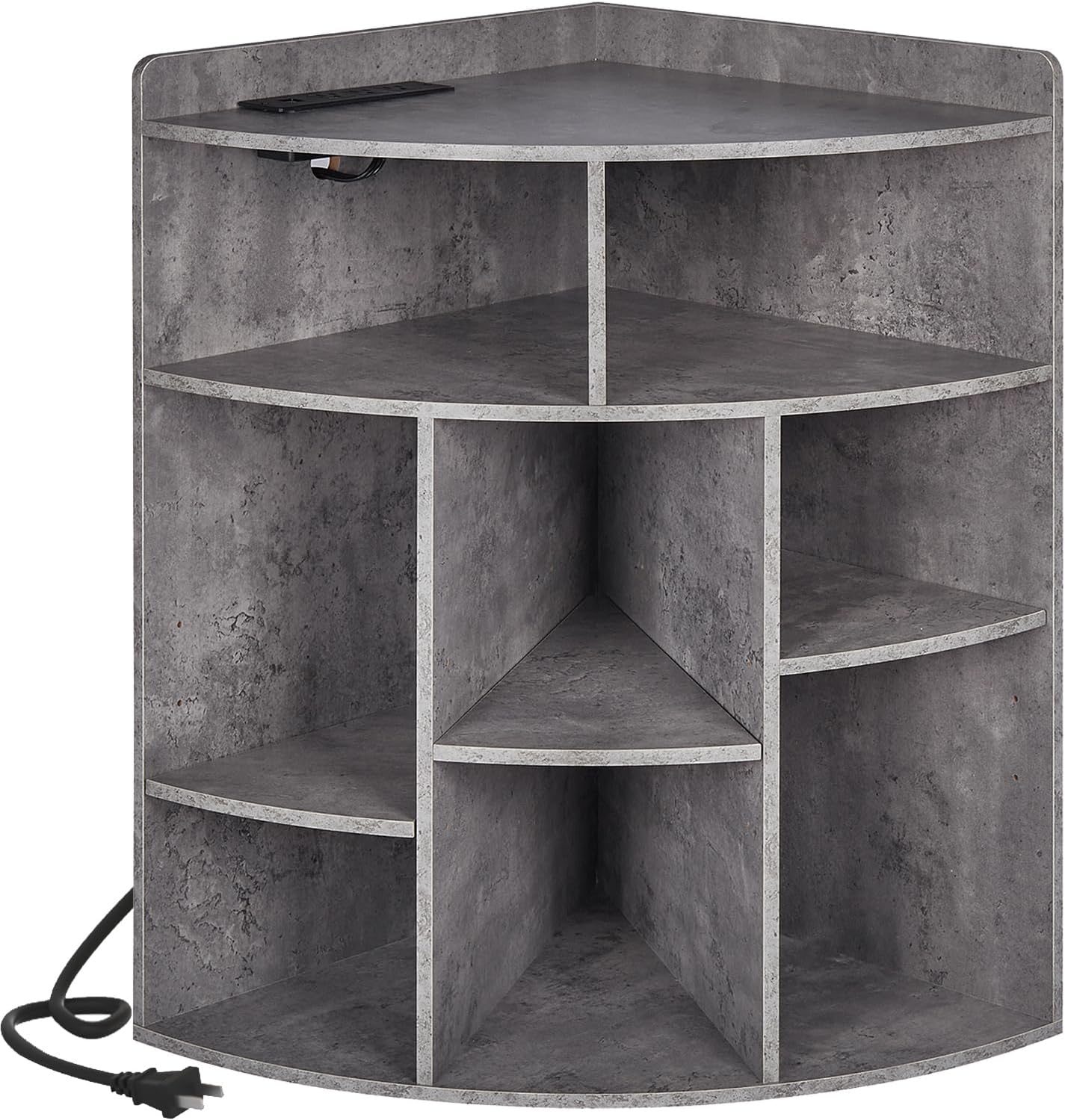 VECELO Corner Cube Shelf with USB and Outlets Gray