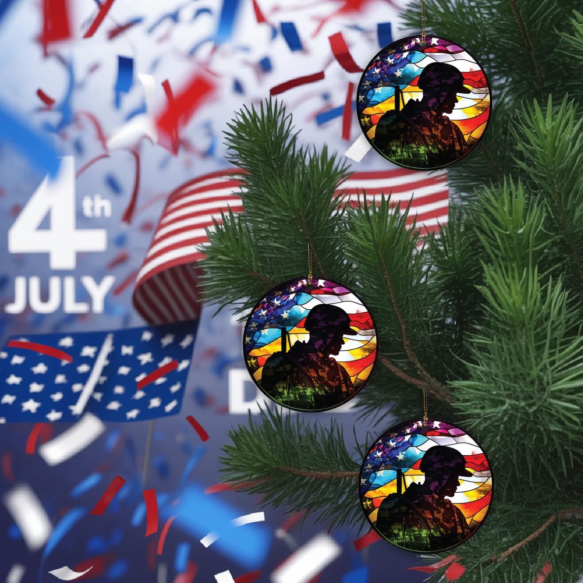 American Hero Soldier Acrylic Ornament 4 Inch