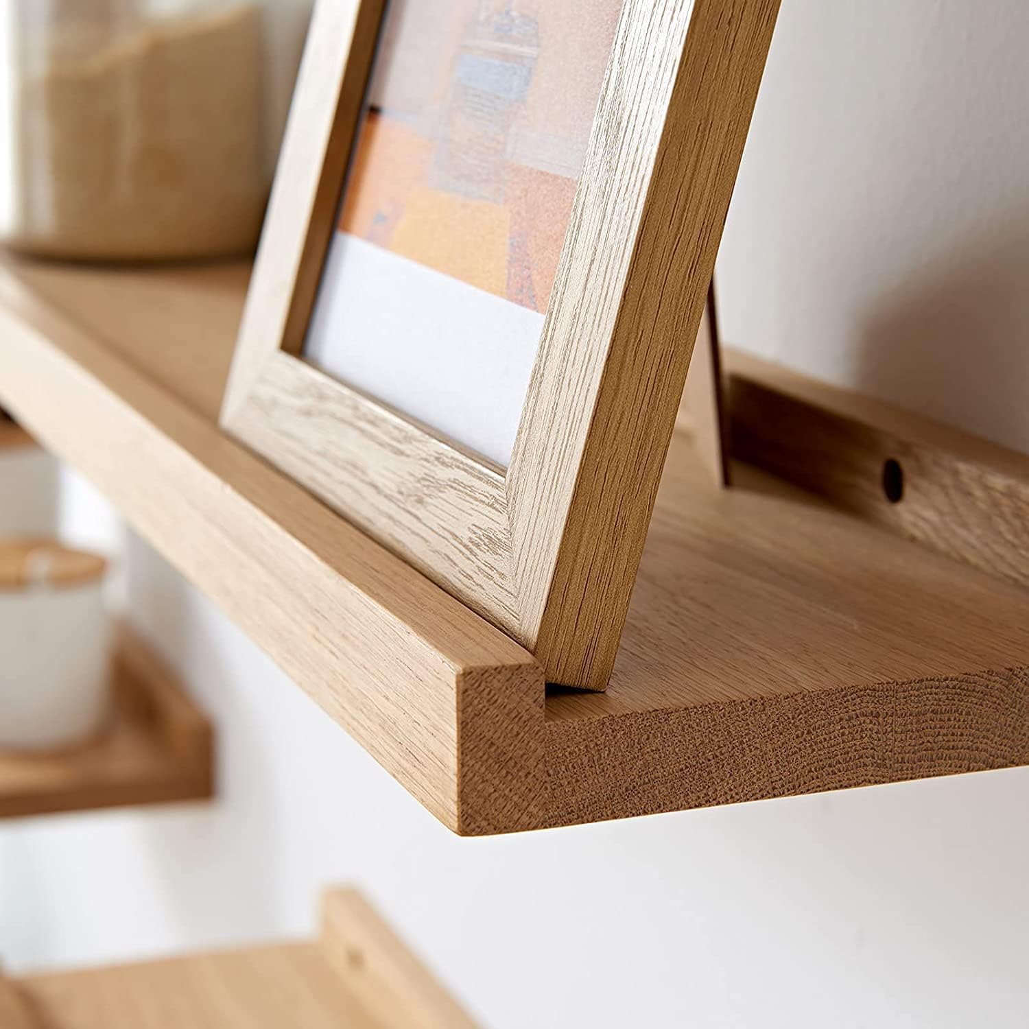 24 Inch Floating Shelf Natural Solid Oak Wood