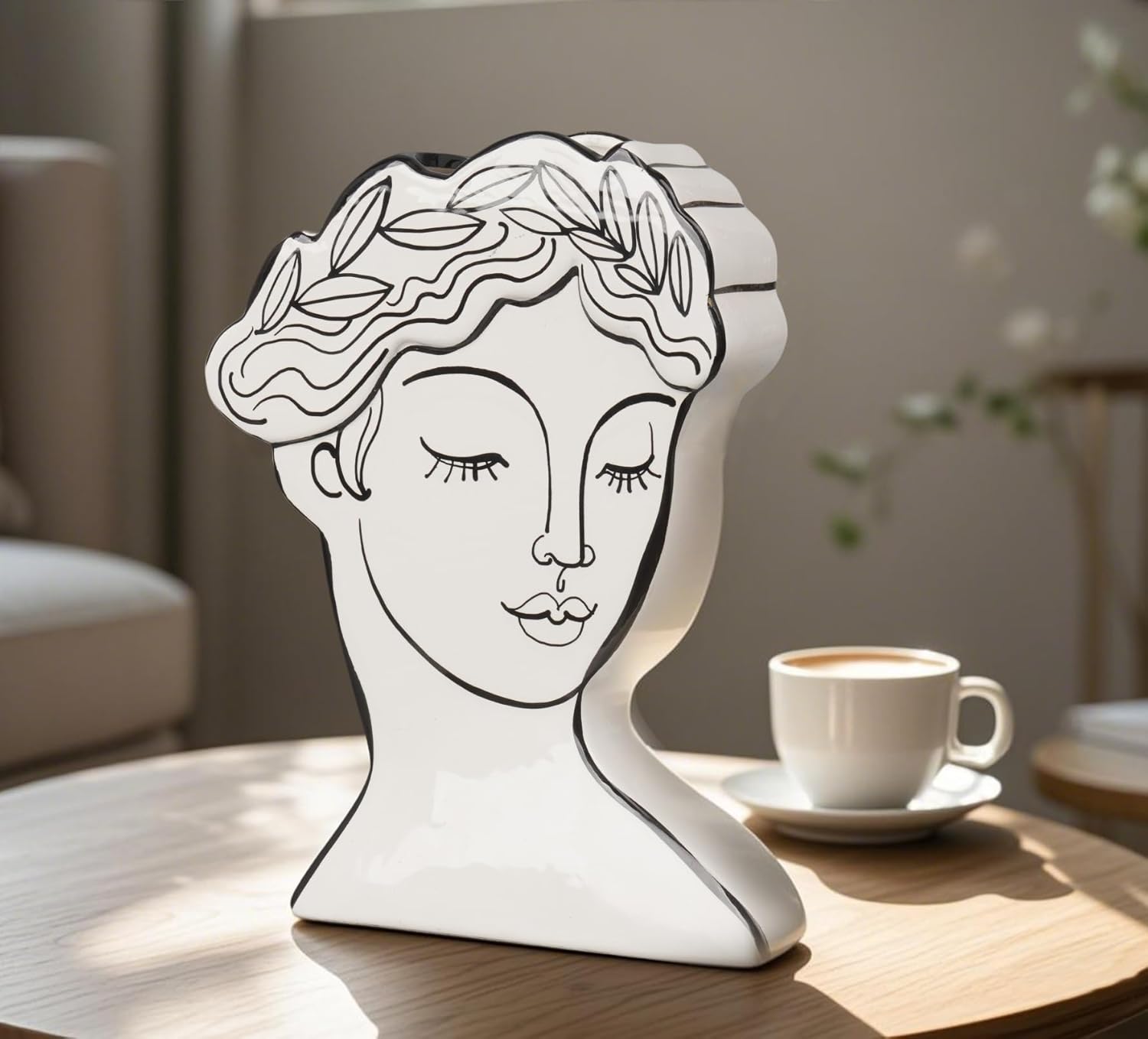 Modern Female Face Flower Vase 8x25x95 Inch Cynkeyee