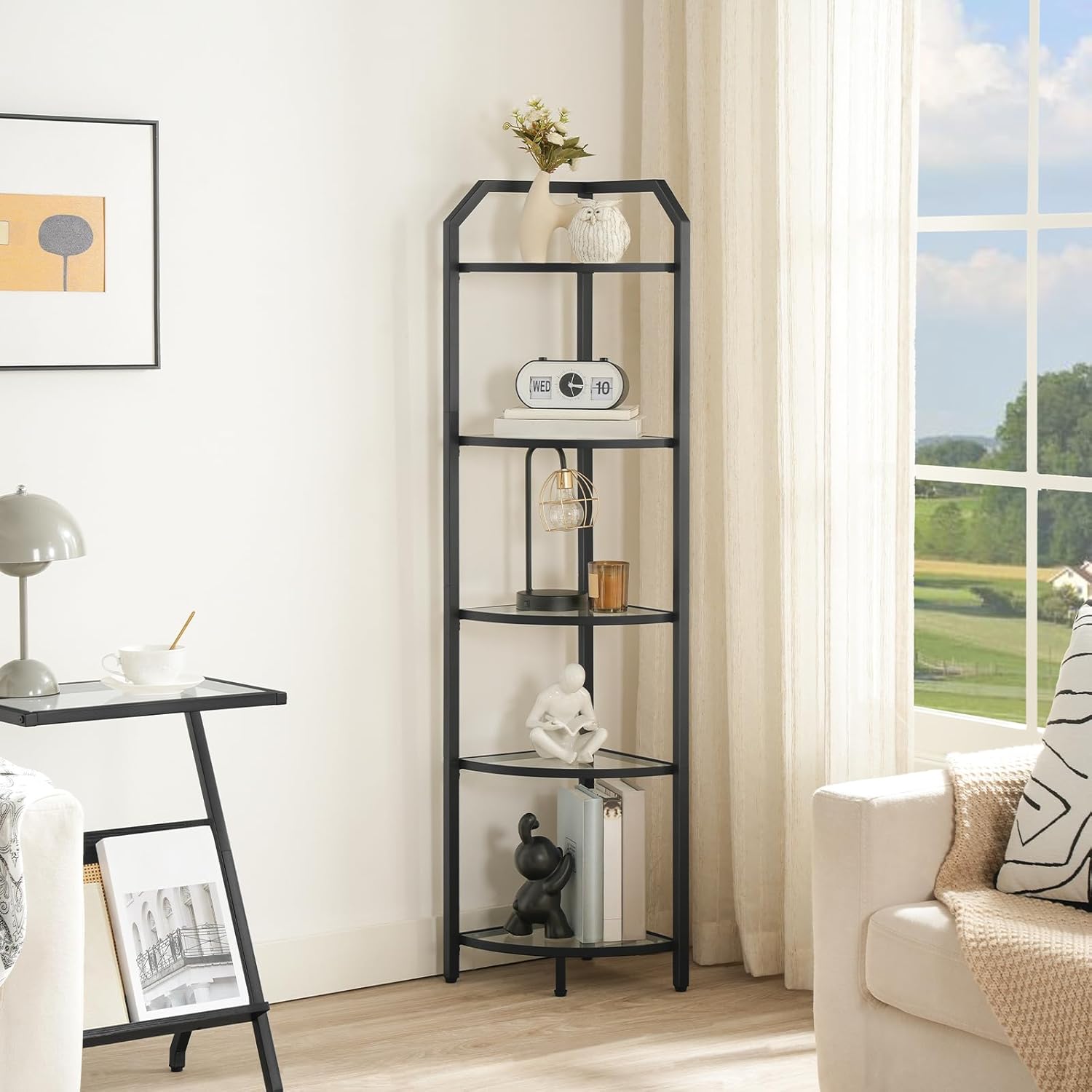 HOOBRO 5-Tier Corner Shelf Stand Black BK15CJ01