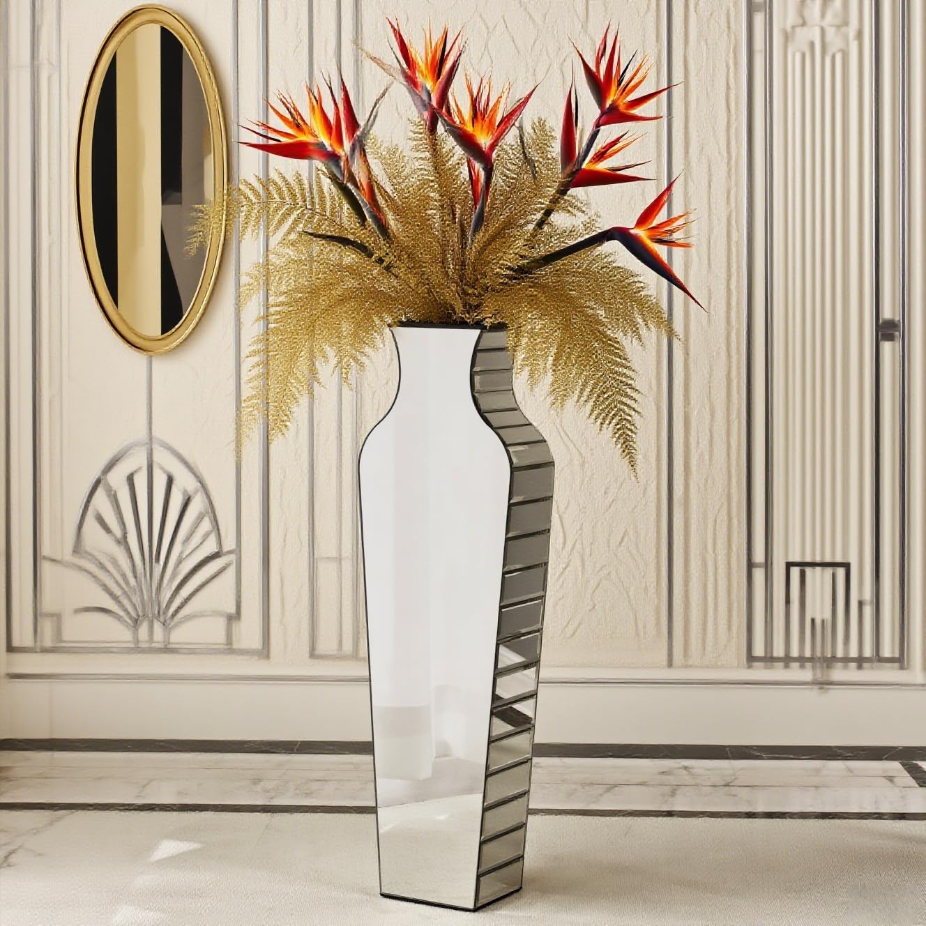 SHYFOY Tall Crushed Diamond Floor Vase 268 Inches