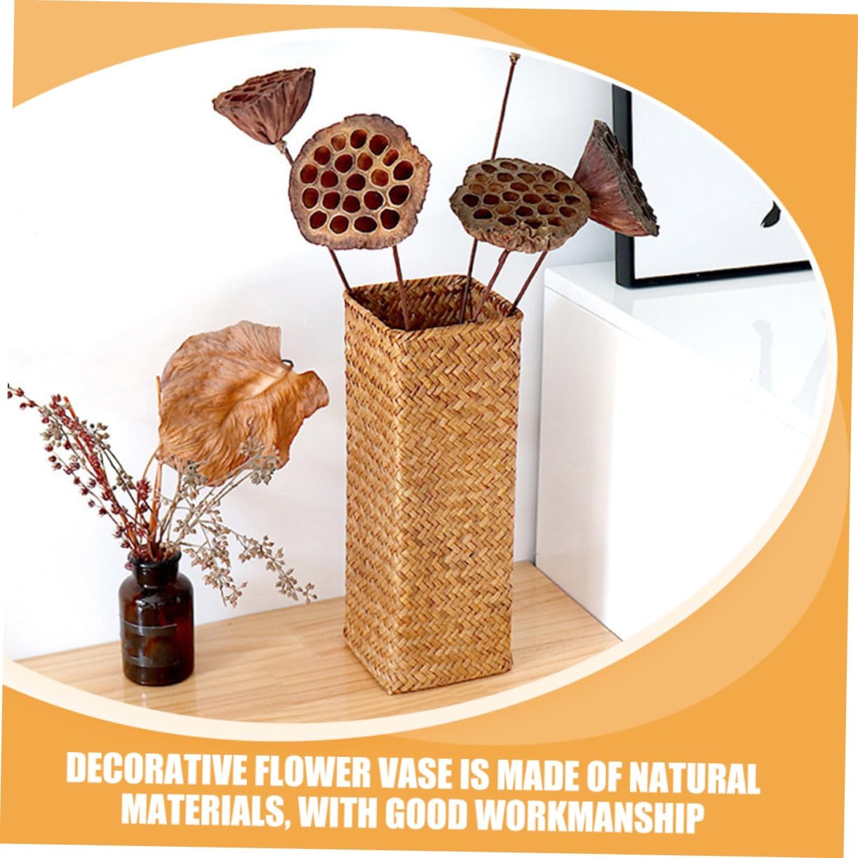 Cabilock 2Pcs Rustic Woven Flower Vase for Home Decor