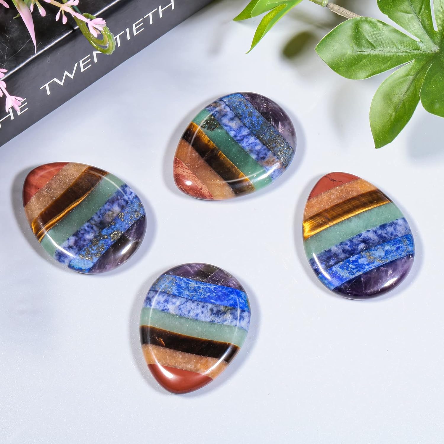 Rockcloud Worry Stone Water Drop Shape Mixed Stones Pack of 2