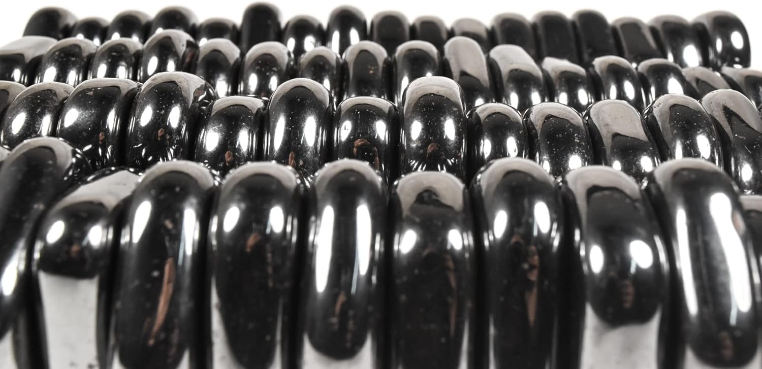 42mm Hematite Tumbled Stones 5pcs Decorative Flat Discs