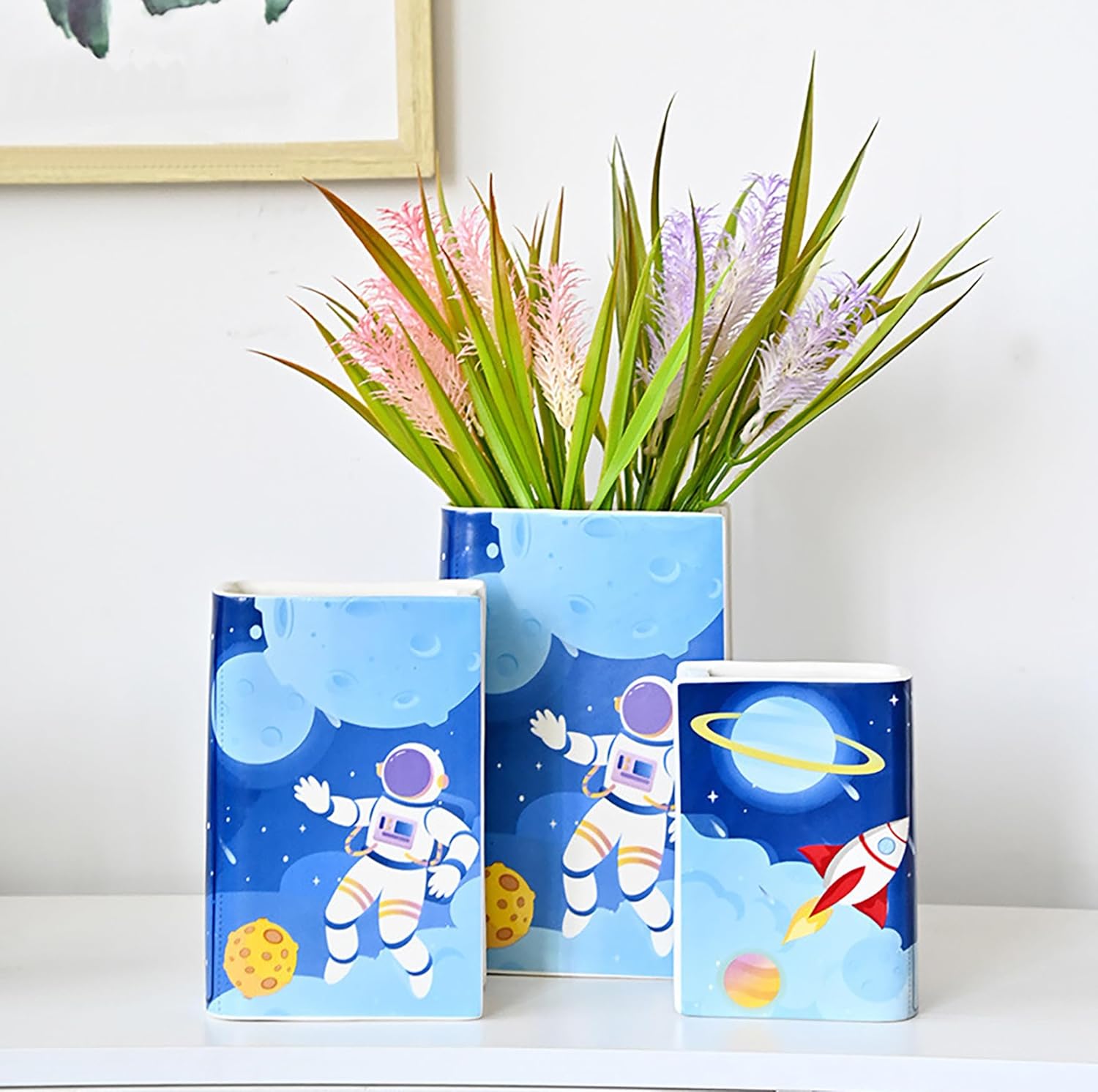 Ceramic Book Shaped Vase for Book Lovers Decor Gift