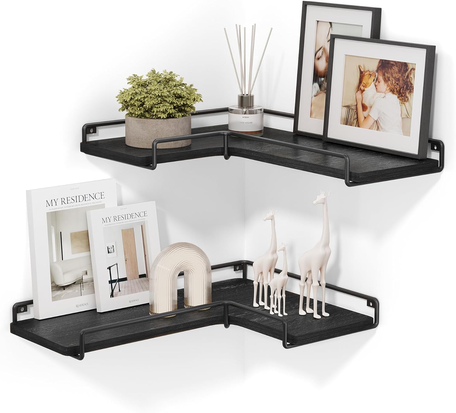 VASAGLE Corner Shelf Wall Mount Set of 2 Black