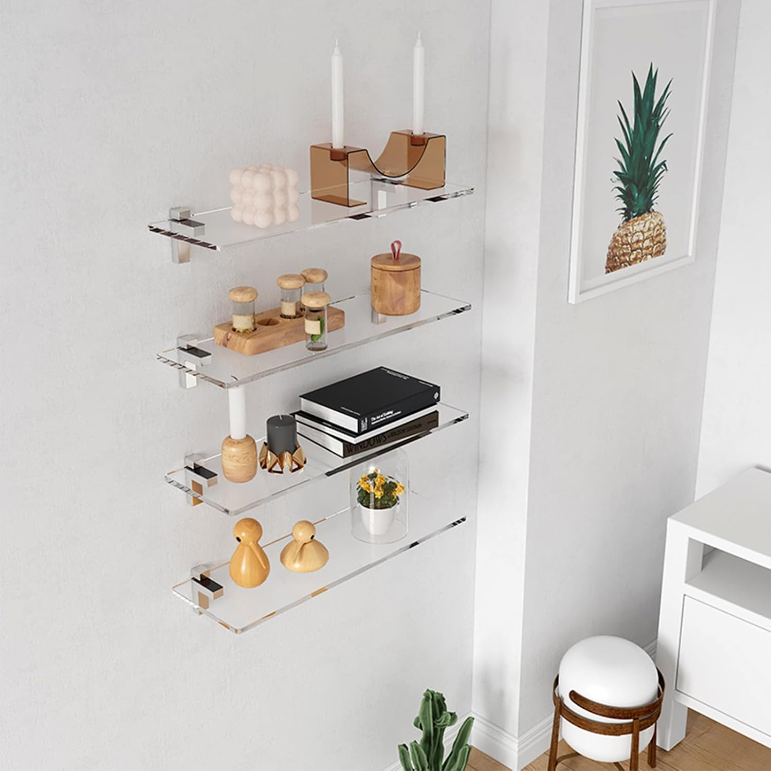 Clear Acrylic Floating Shelves Set of 4 157 Inch