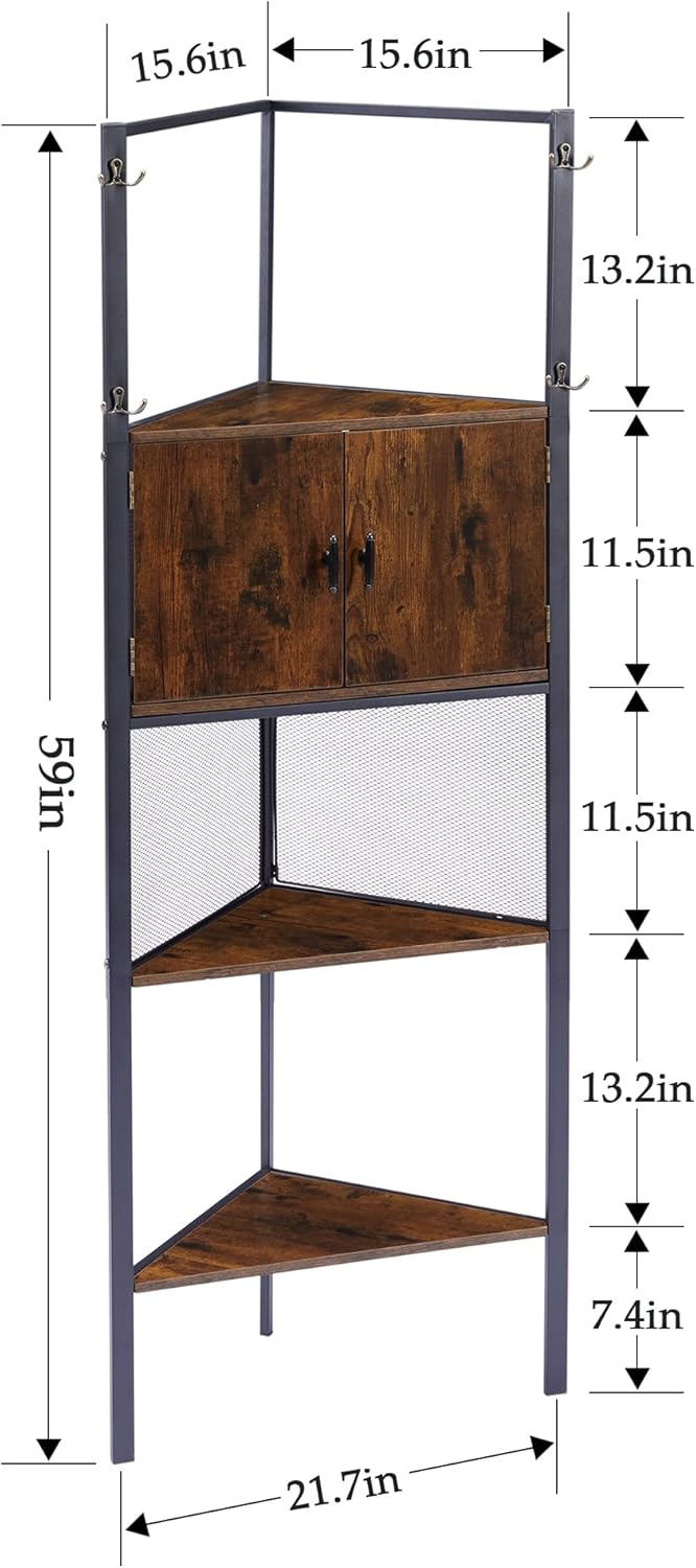 VECELO Corner Cabinet Tall Storage Bookshelf