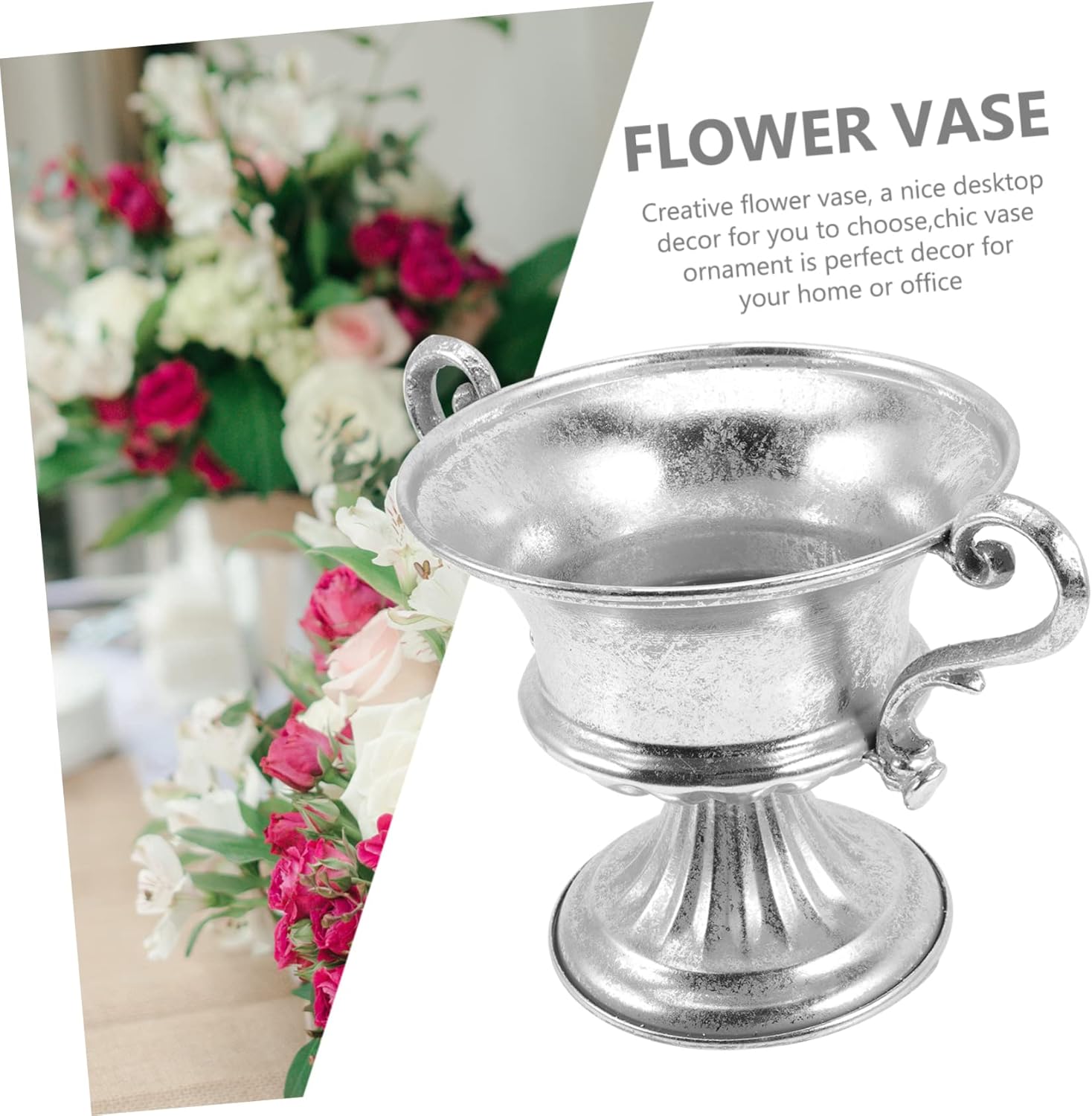 Silver Urn Vase For Wedding Decor And Home Display