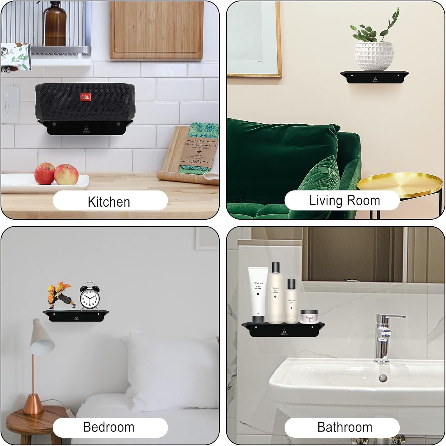 TXEsign Acrylic Floating Shelves 2 Pack Black