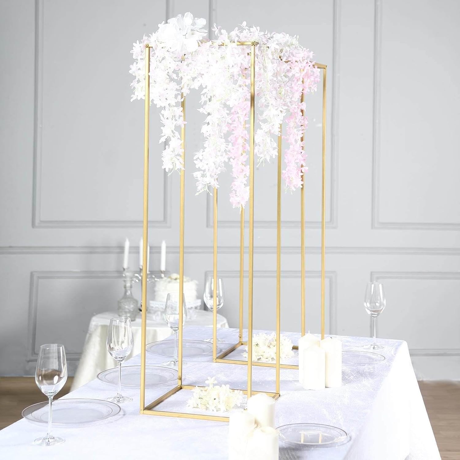 Efavormart 2 Pack 40 Inch Matte Gold Metal Flower Stand