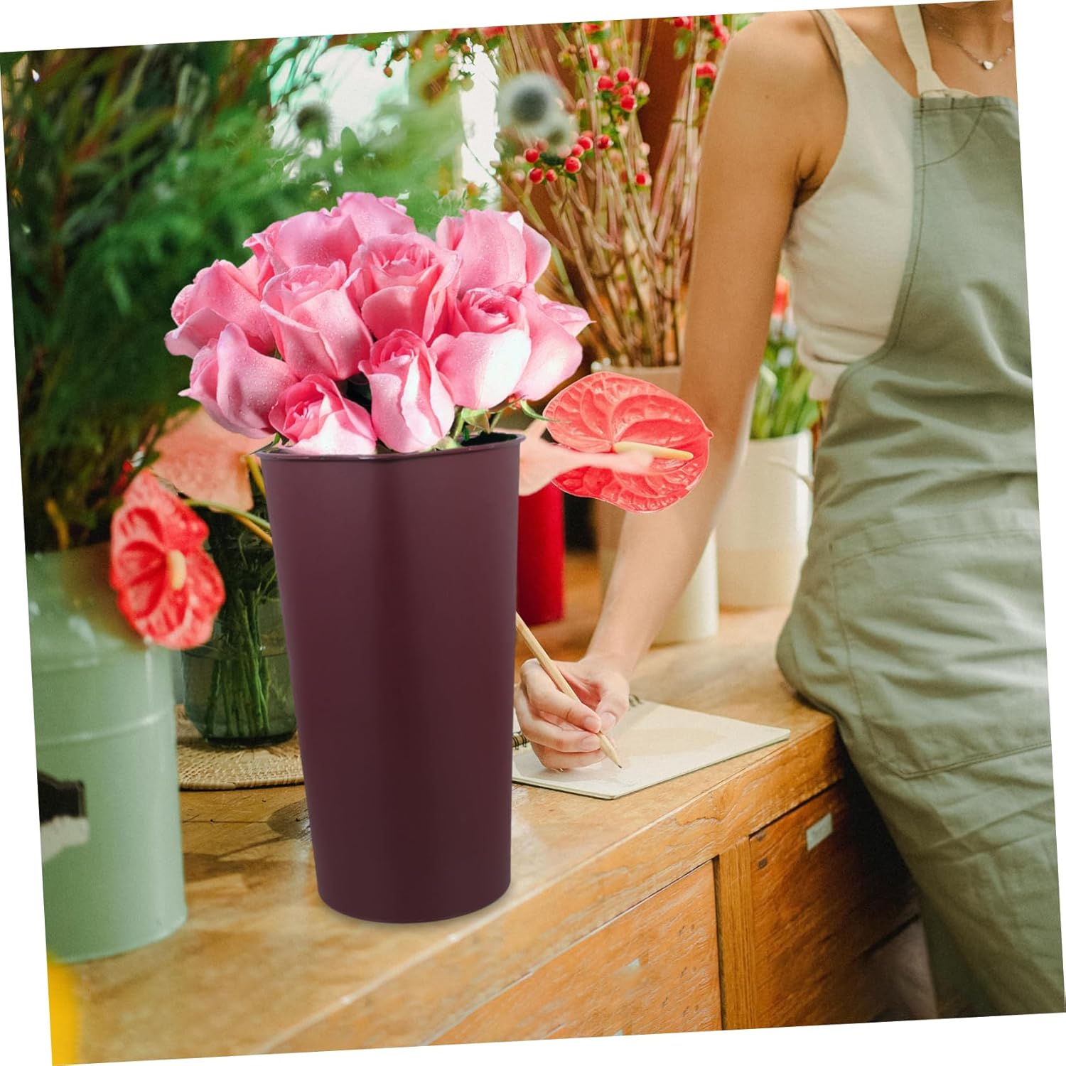 MERRYHAPY Farmhouse Flower Bucket Vase Decorative Pitcher