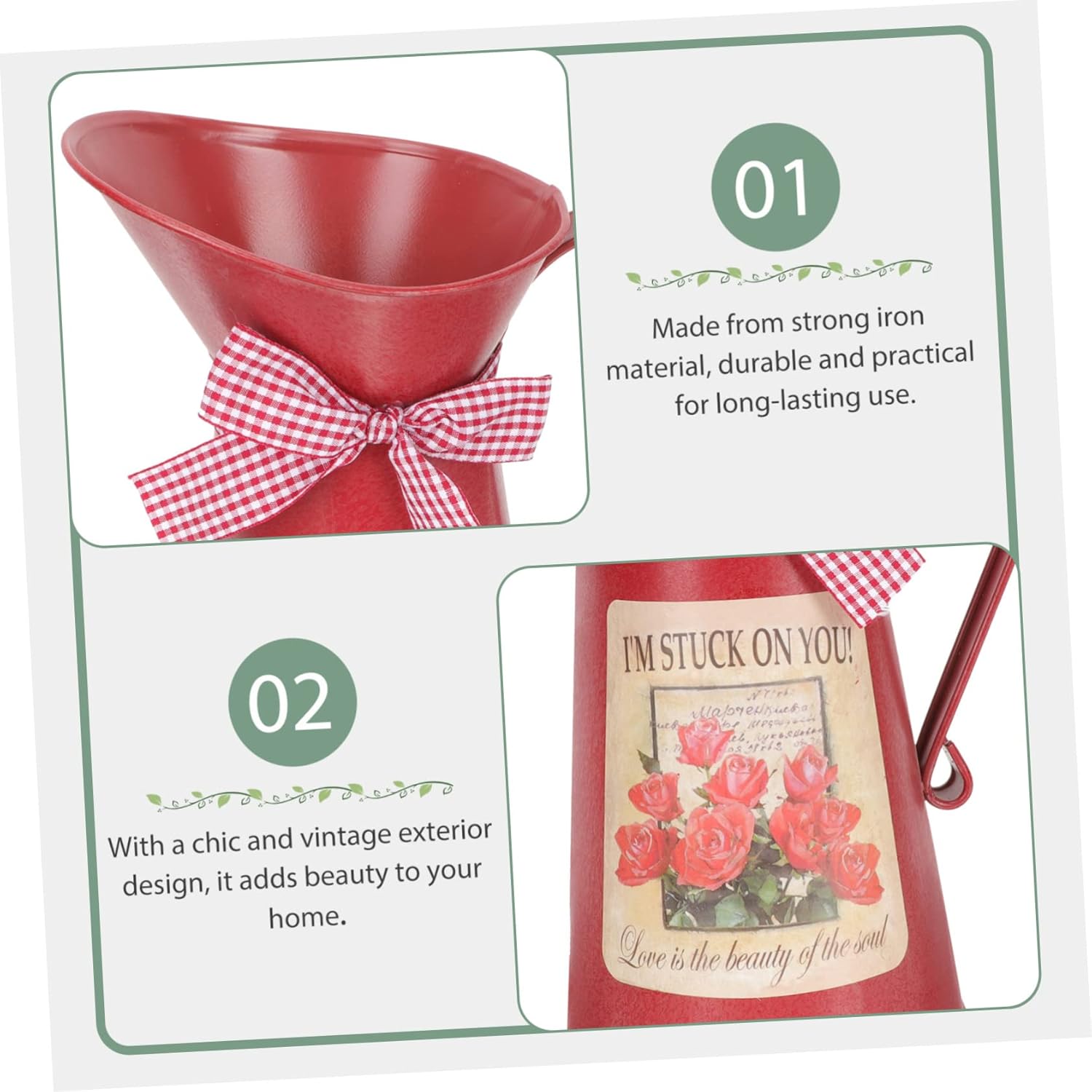 POPETPOP Iron Flower Vase Rustic Decor Bucket