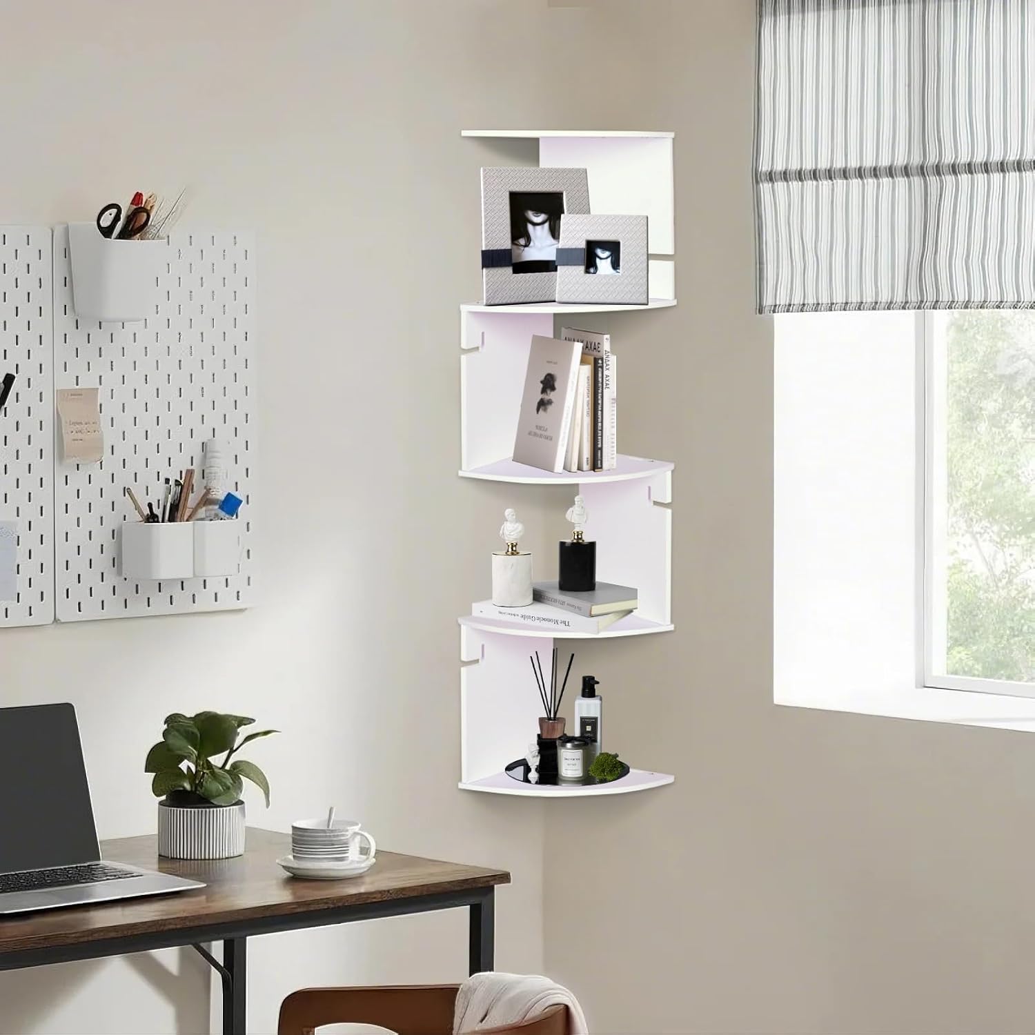 ShellKingdom 5 Tier Corner Shelf Wall Mount White