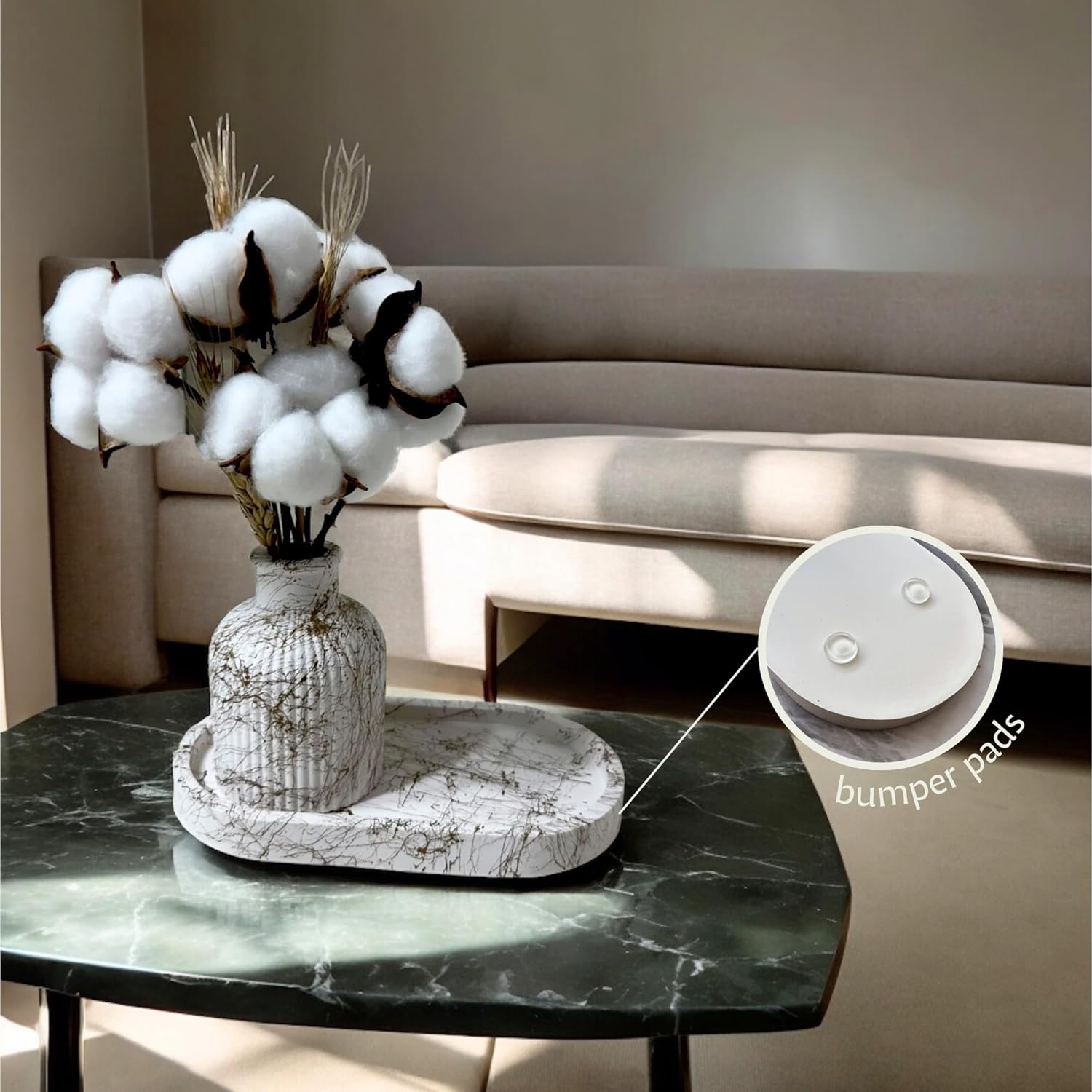 Gold White Decor Set of 3 Handmade Gypsum