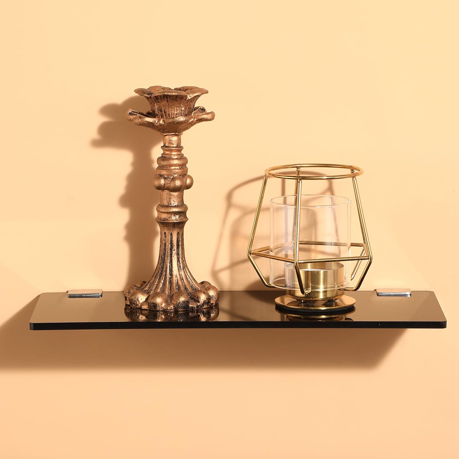 Mini Acrylic Floating Shelf 12x4 Inch Black 2 Pcs
