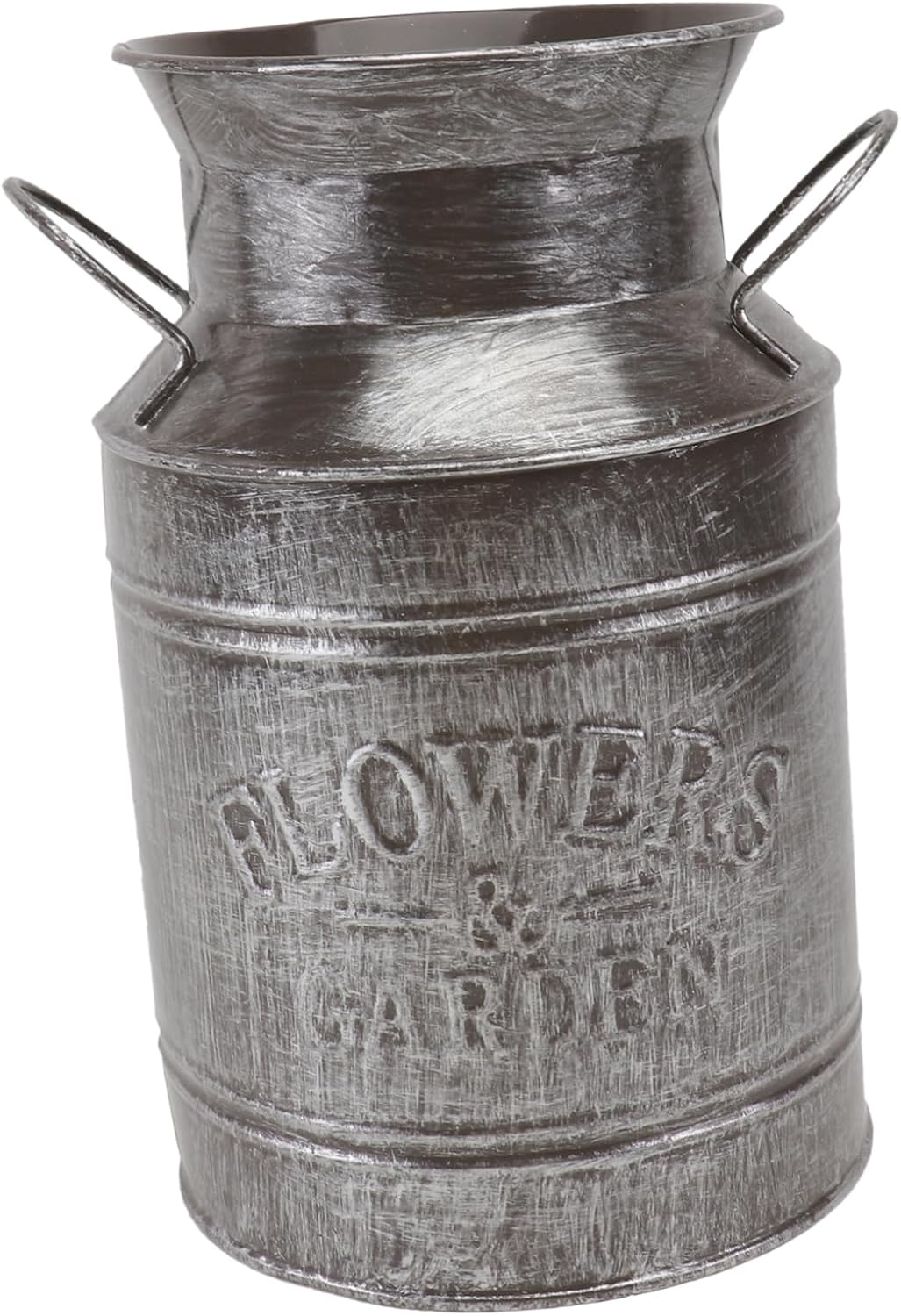 Vintage Iron Sheet Flower Bucket Vase Silver