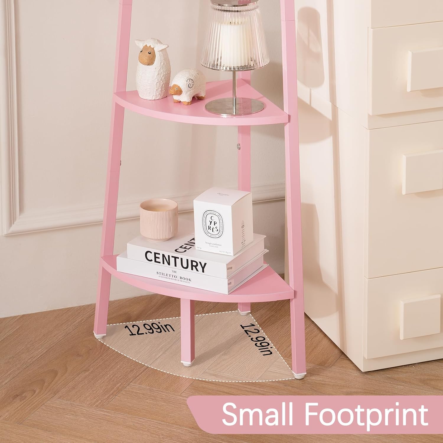 Yoobure 5-Tier Corner Bookshelf with Metal Frame