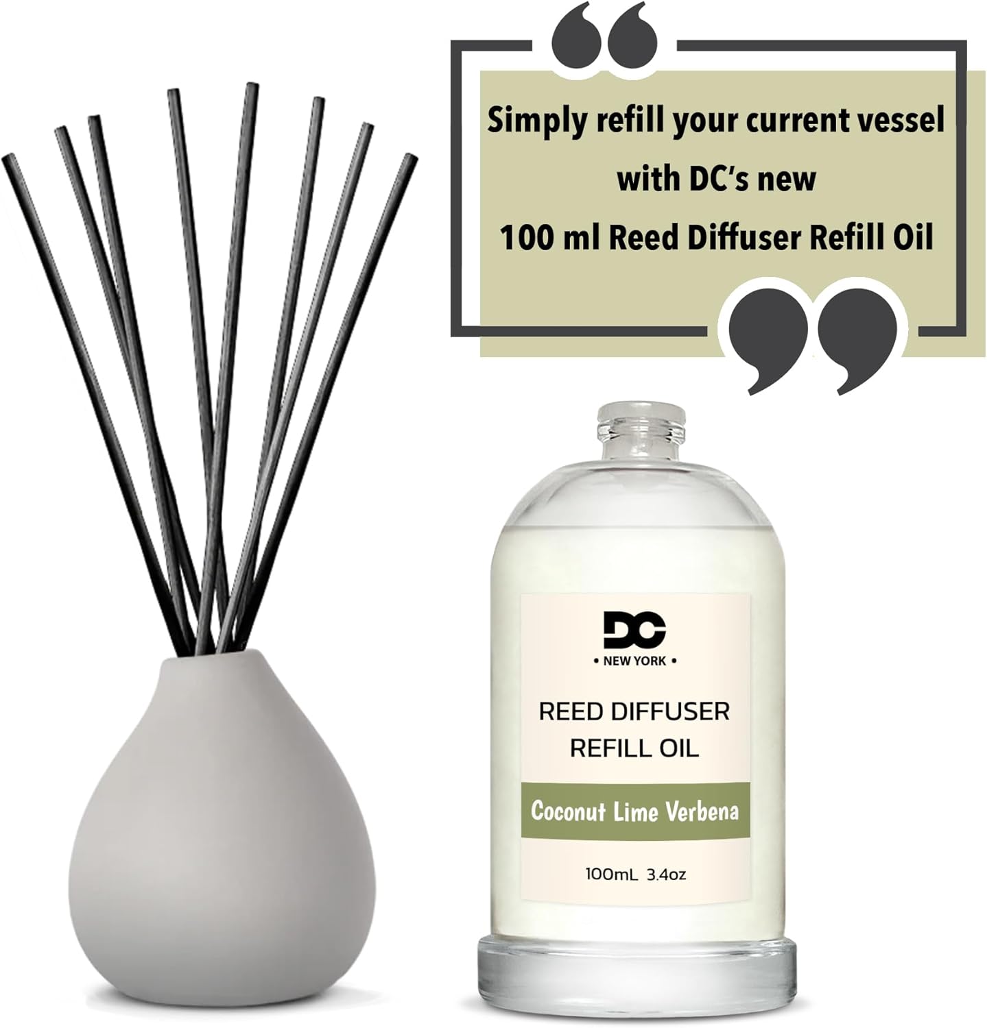 Daniellas Candles Coconut Lime Verbena Reed Diffuser Refill Oil
