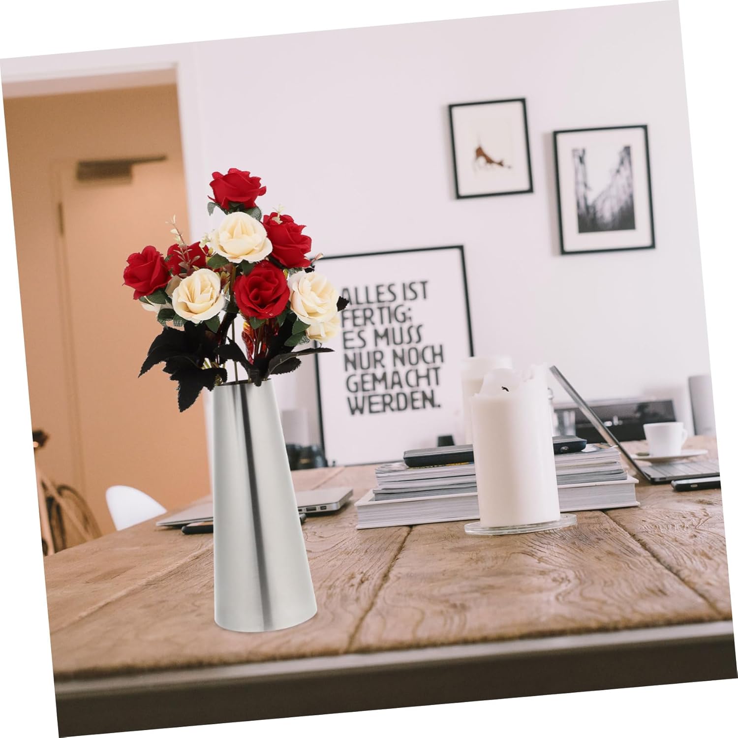 Totority Dried Flower Vase Stainless Steel Modern Decor