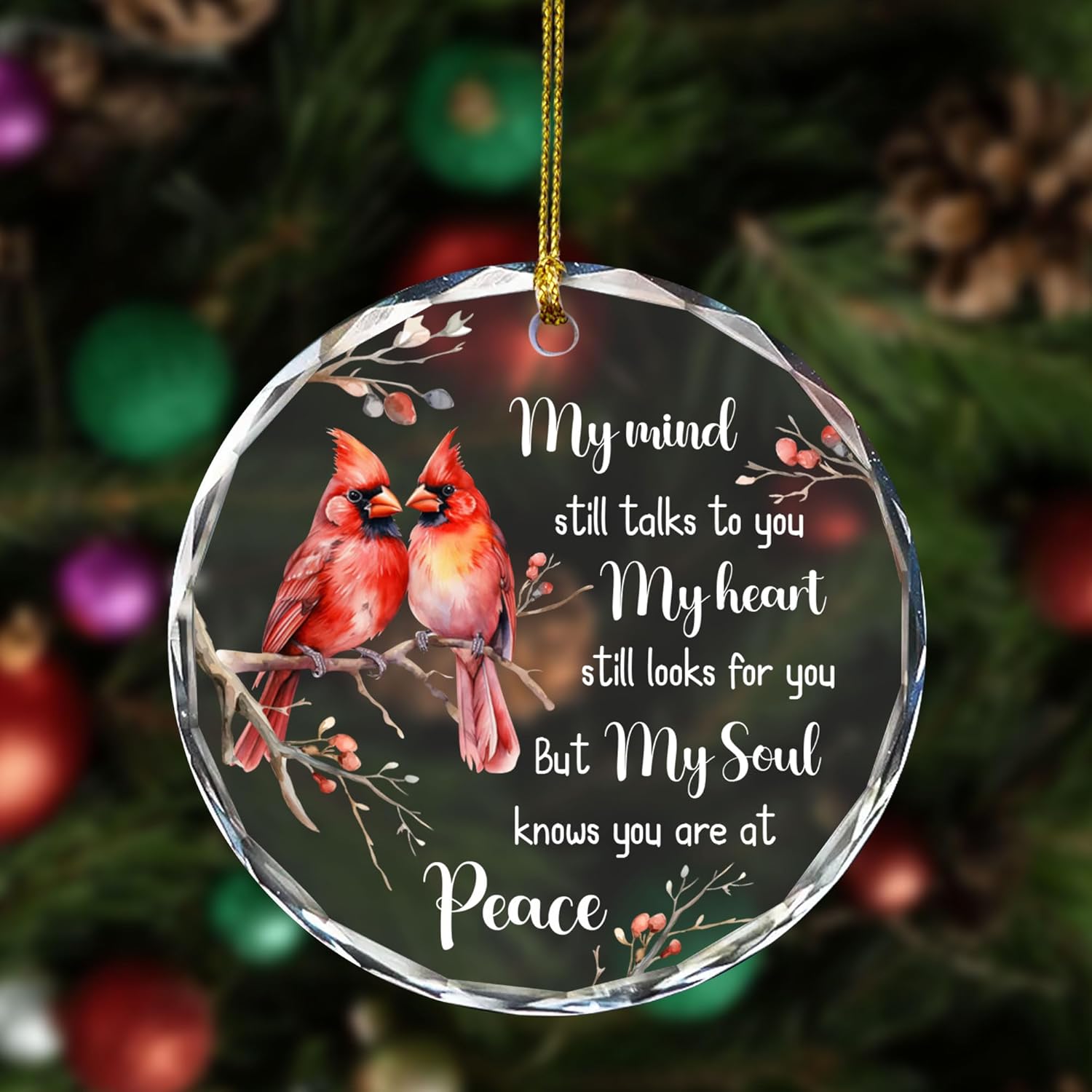 Glass Cardinal Keepsake Ornament - Elegant Christmas Memorial Decor