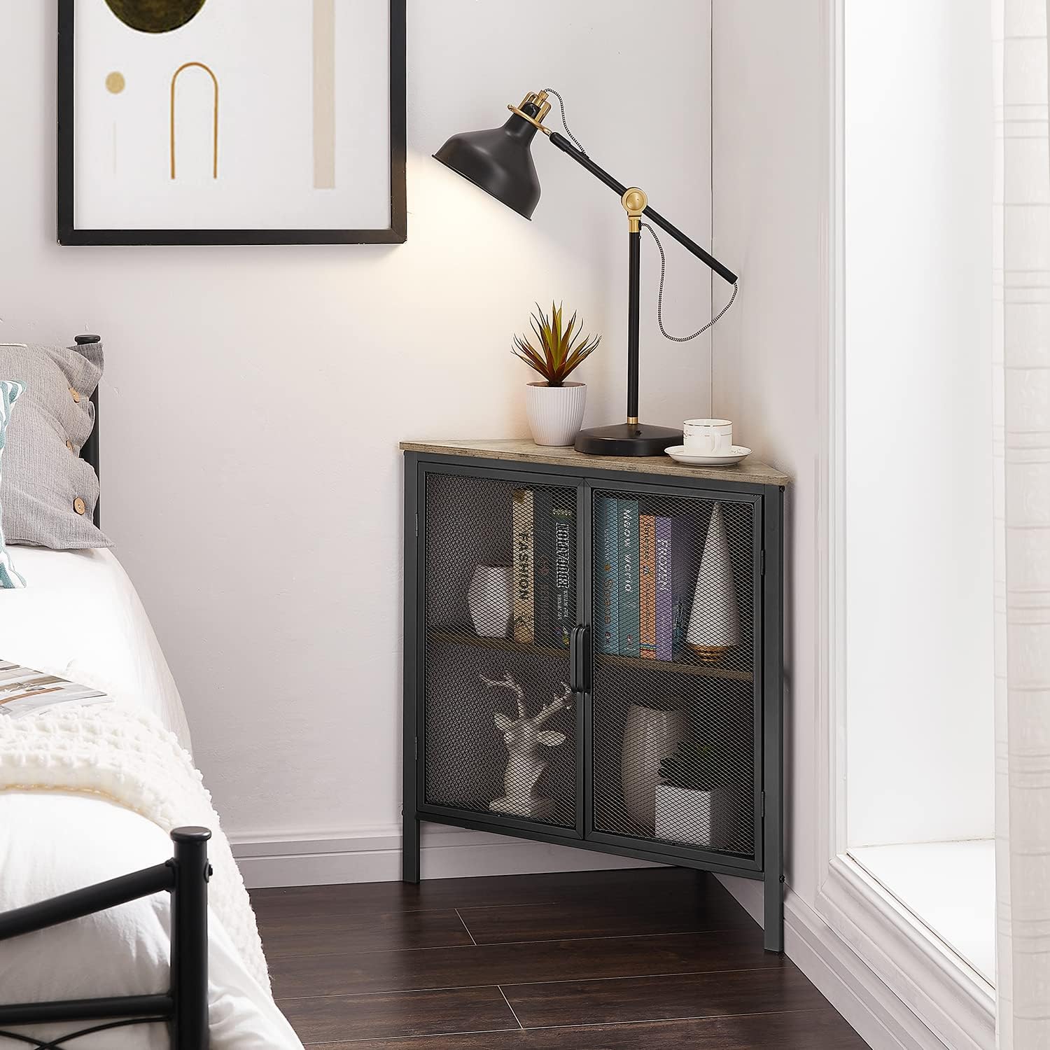 VECELO 3-Tier Corner Shelf Organizer Grey