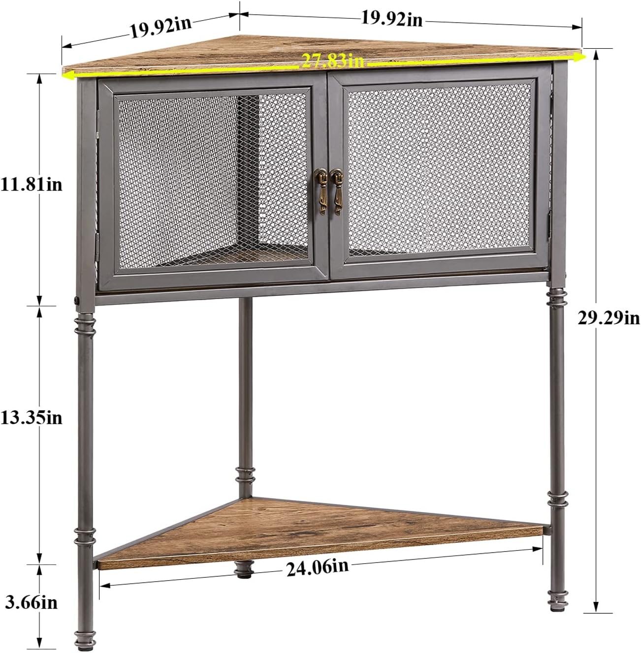 VECELO 3-Tier Corner Shelf with Storage Cabinet Grey