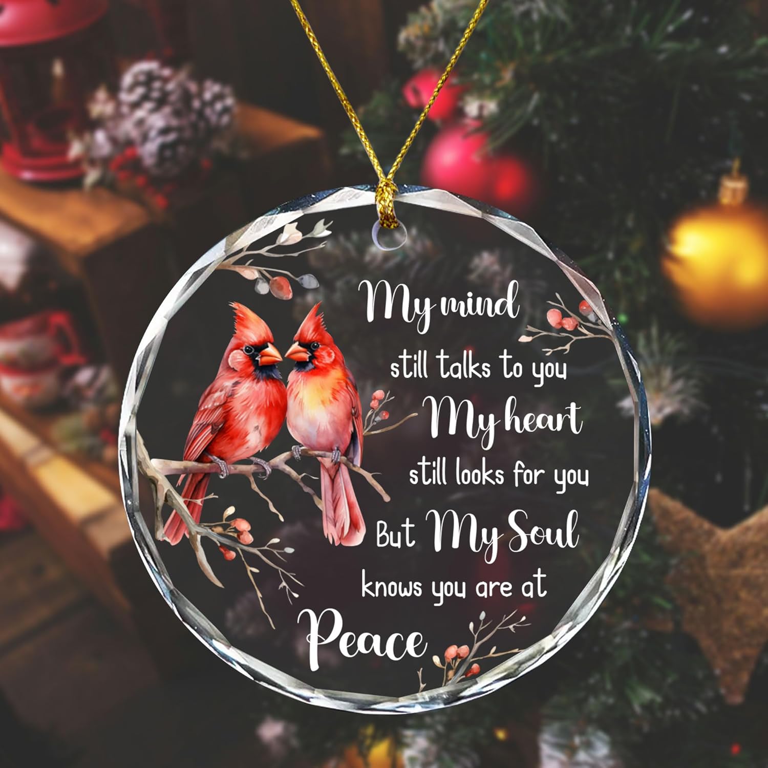 Glass Cardinal Keepsake Ornament - Elegant Christmas Memorial Decor