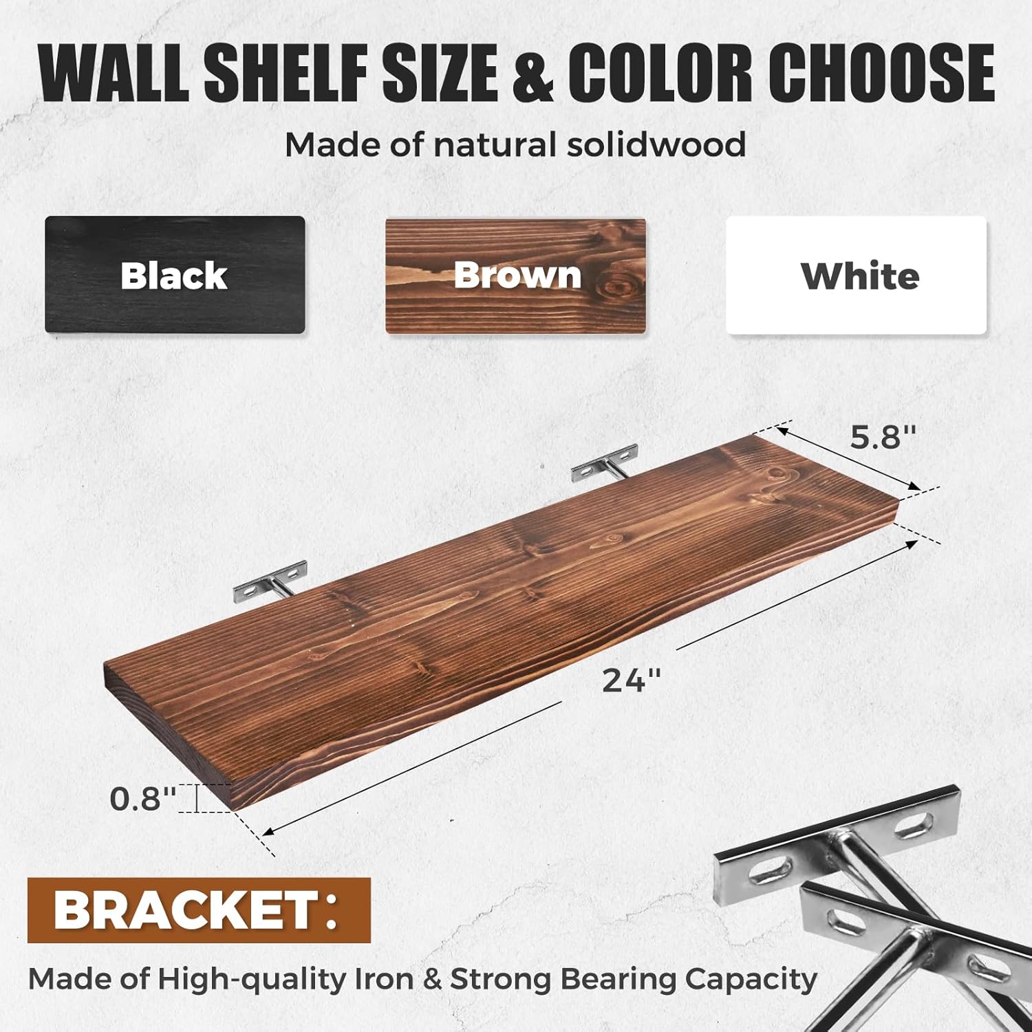 Floating Wall Shelves 2-Pack - Rustic Brown Storage Shelves