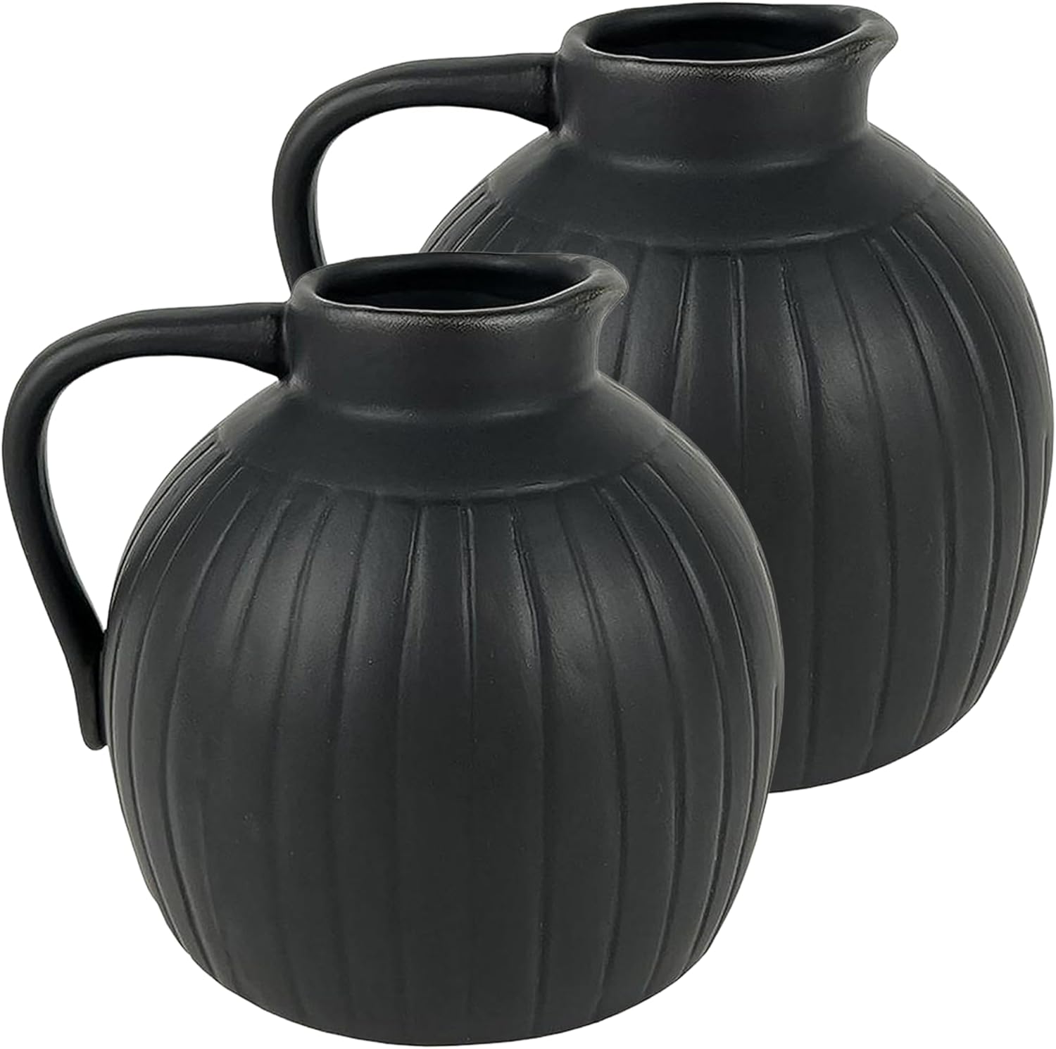 Needzo Black Ceramic Pitcher Vase Set