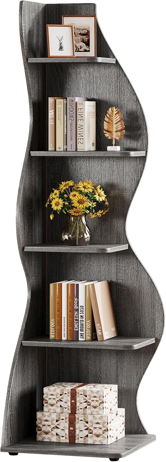 Tribesigns Wavy Corner Shelf Set of 2 Gray