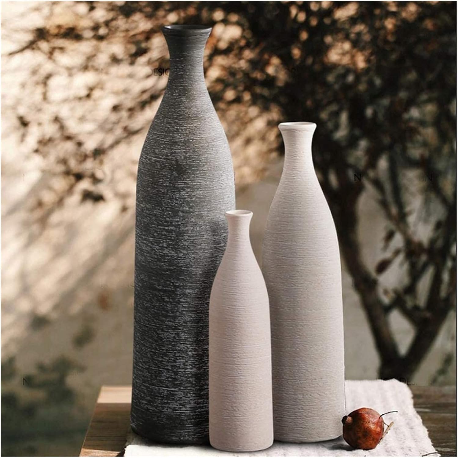 LQX Natural Ceramic Sculpture Vase for Home Decor