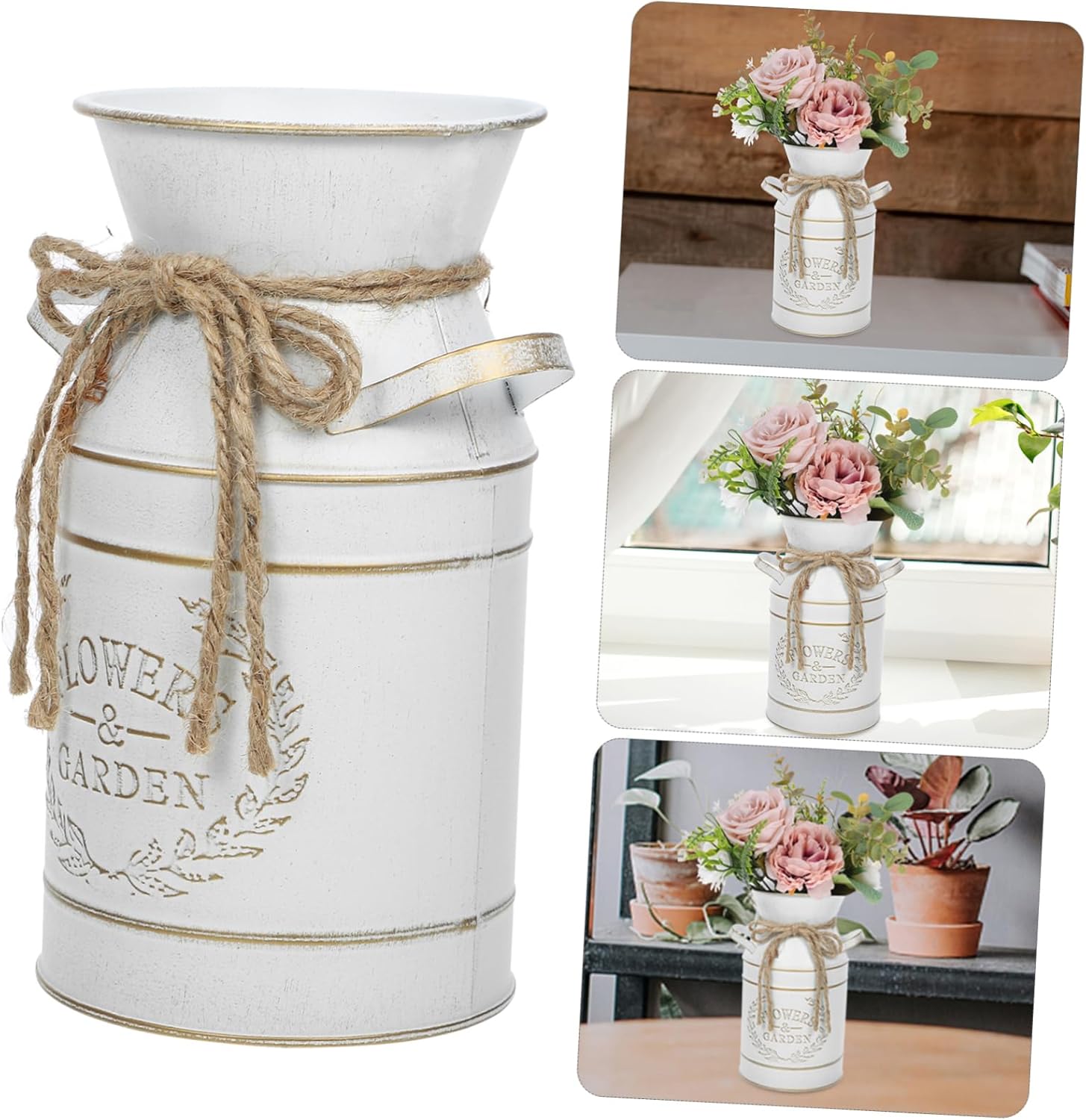 YARNOW Galvanized Iron Pitcher Vase for Decor