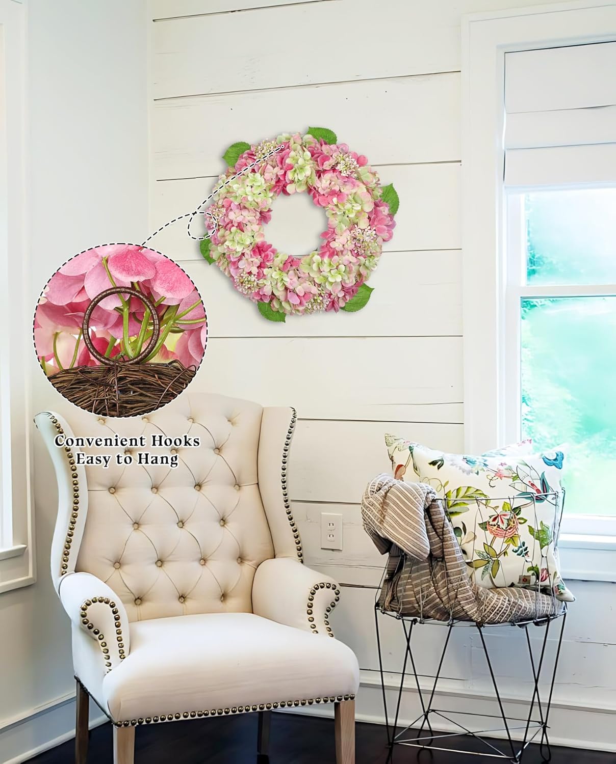 20 Inch Artificial Hydrangea Door Wreath