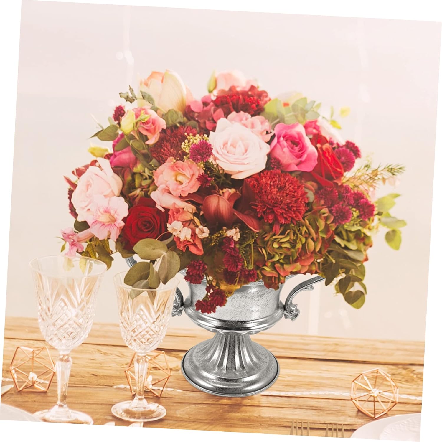 Elegant Silver Urn Vase for Home and Office Decor