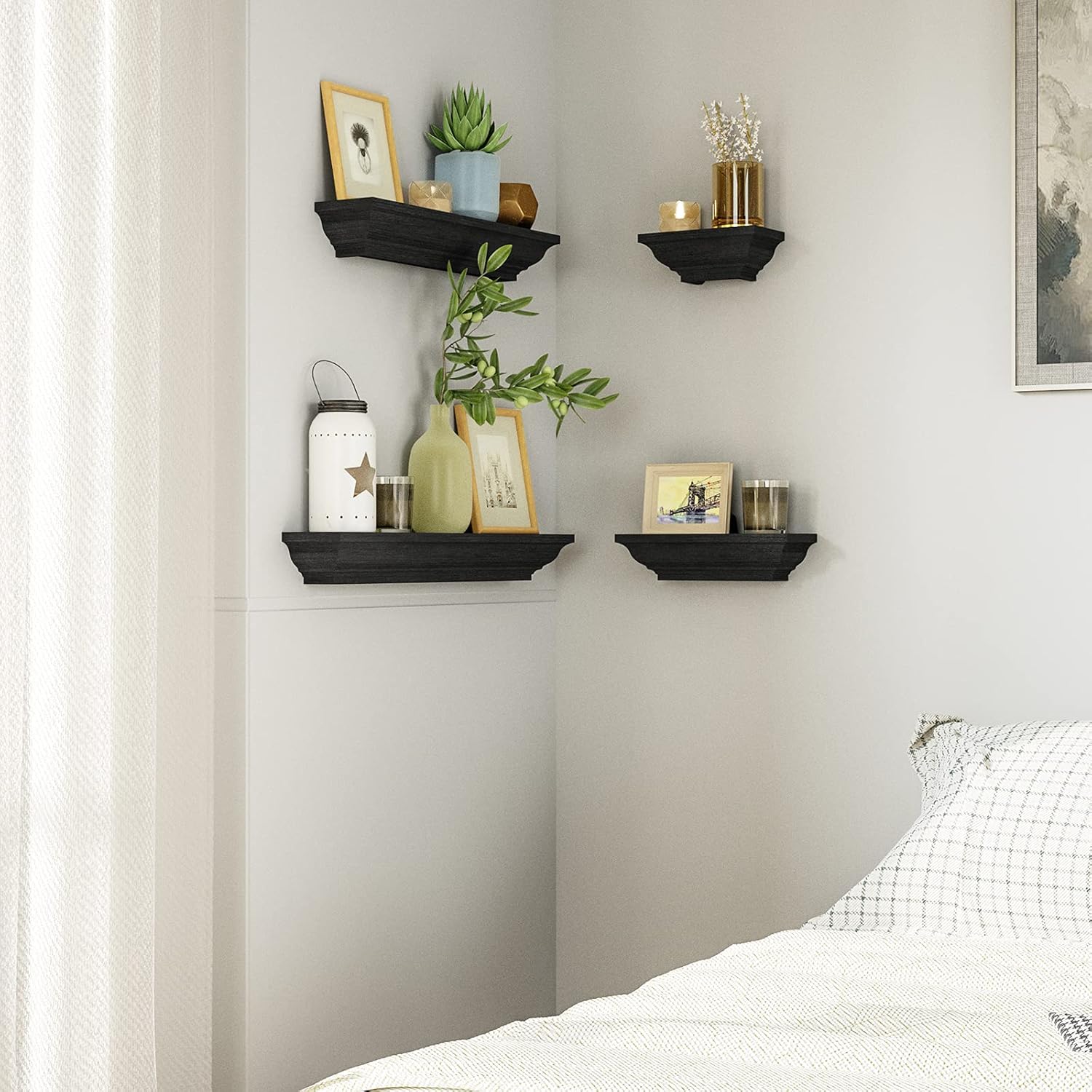 SRIWATANA Black Floating Shelves Set of 4